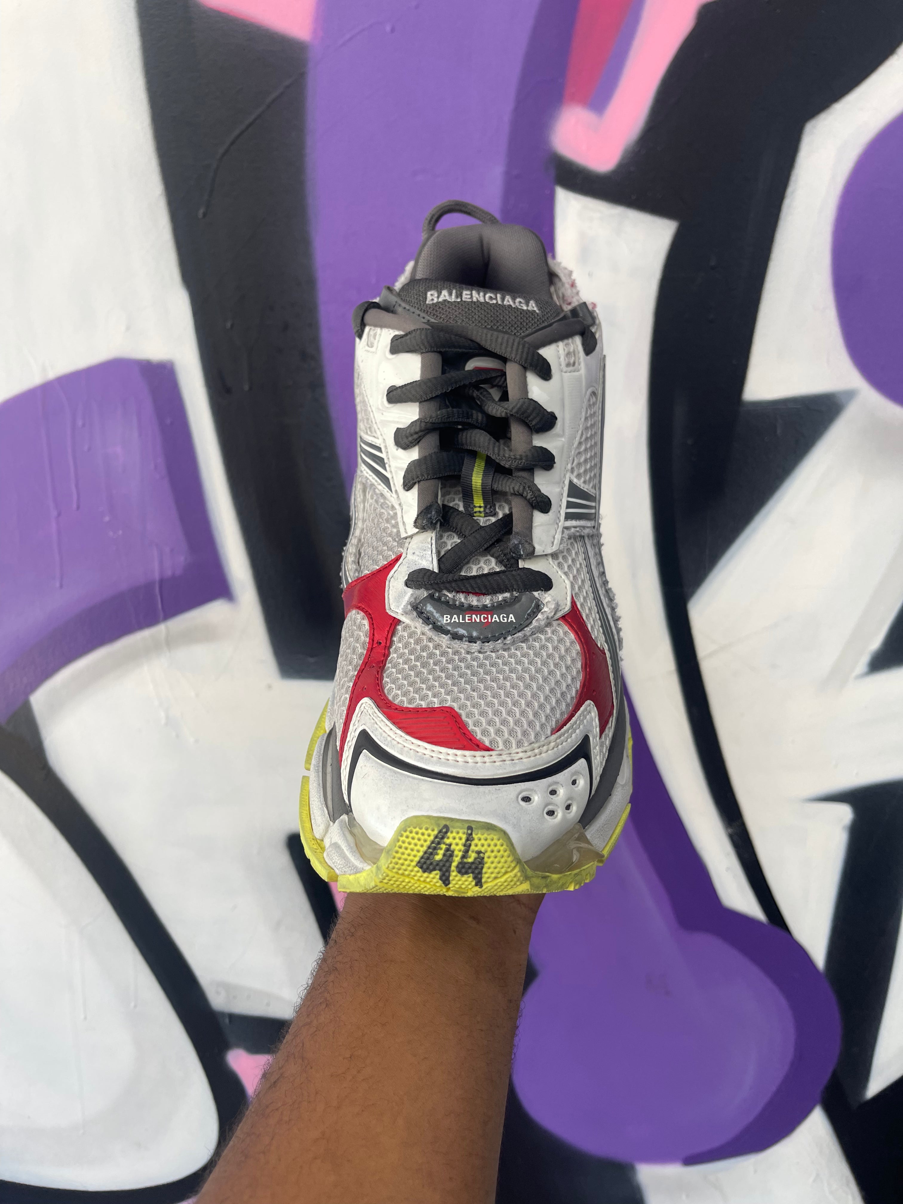 Balenciaga Grey Red Lime Runner Sneakers
