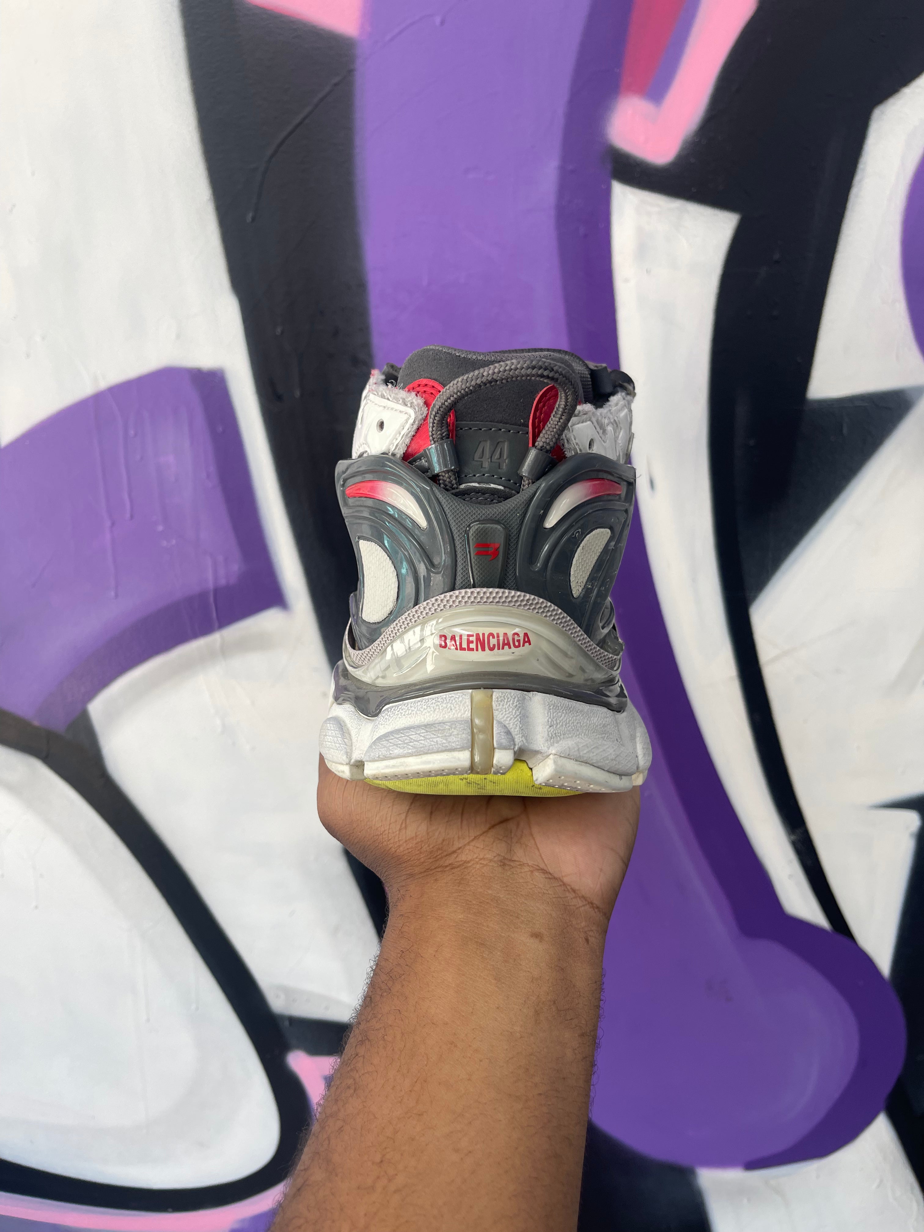 Balenciaga Grey Red Lime Runner Sneakers