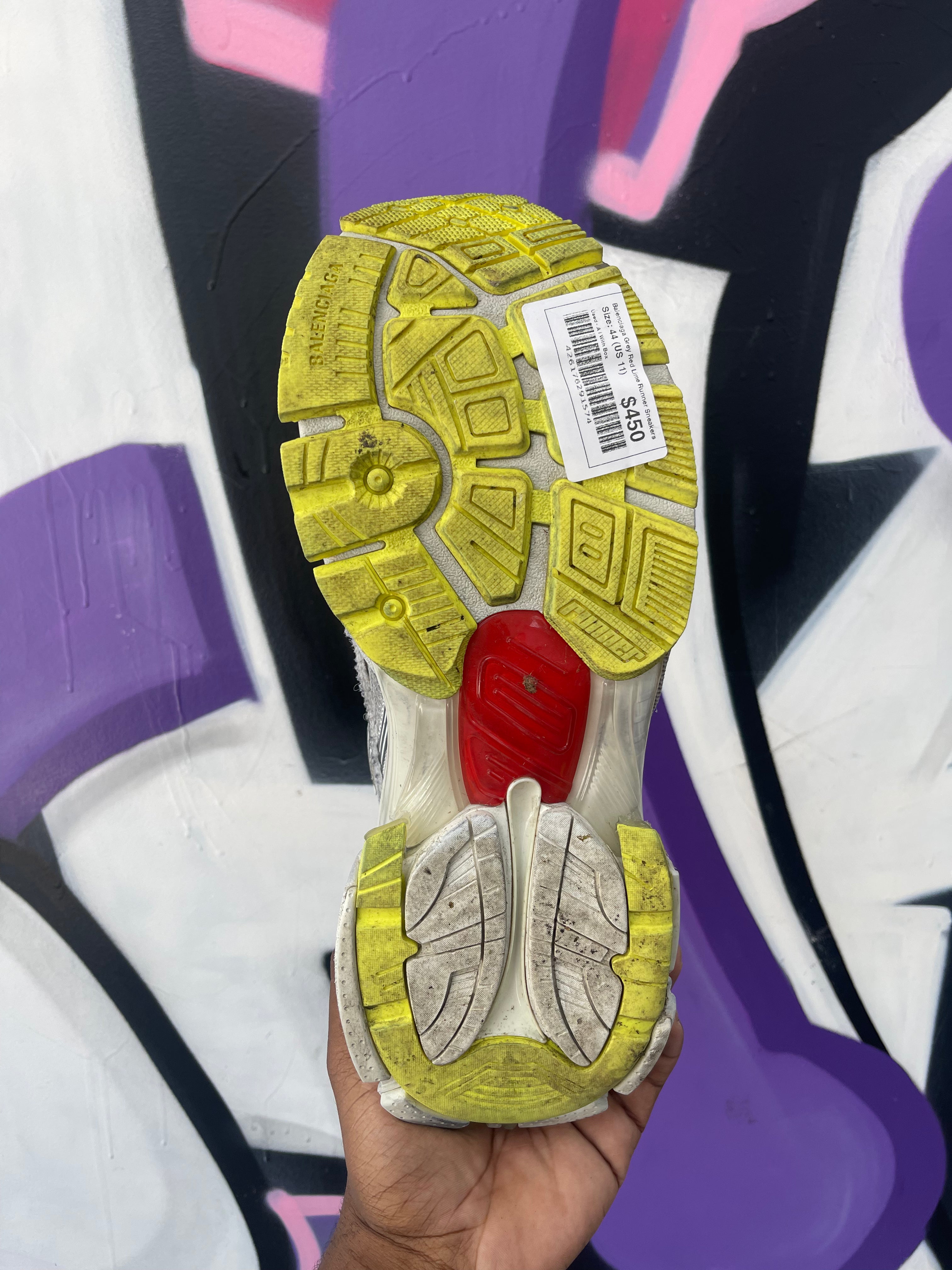Balenciaga Grey Red Lime Runner Sneakers