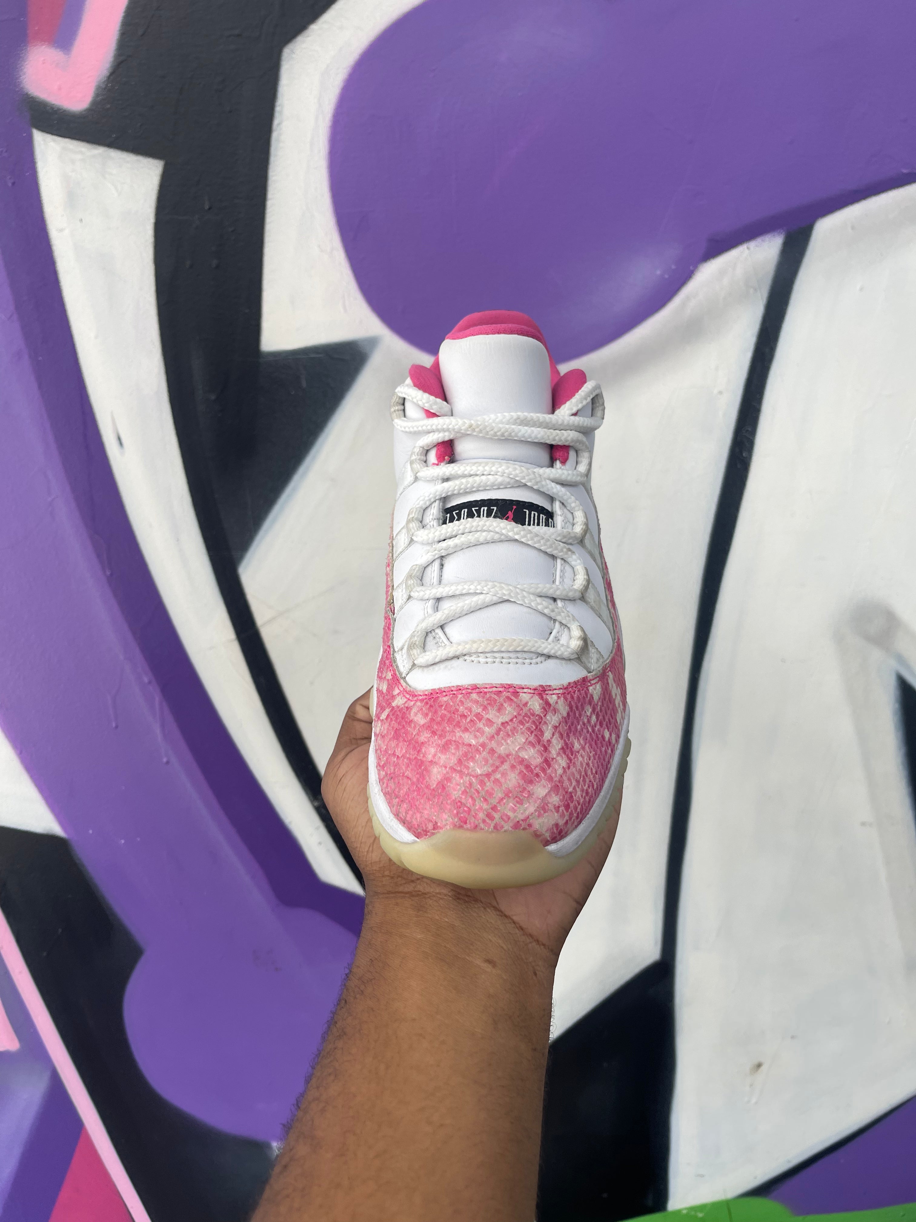 Jordan 11 Low Pink Snakeskin Sneakers