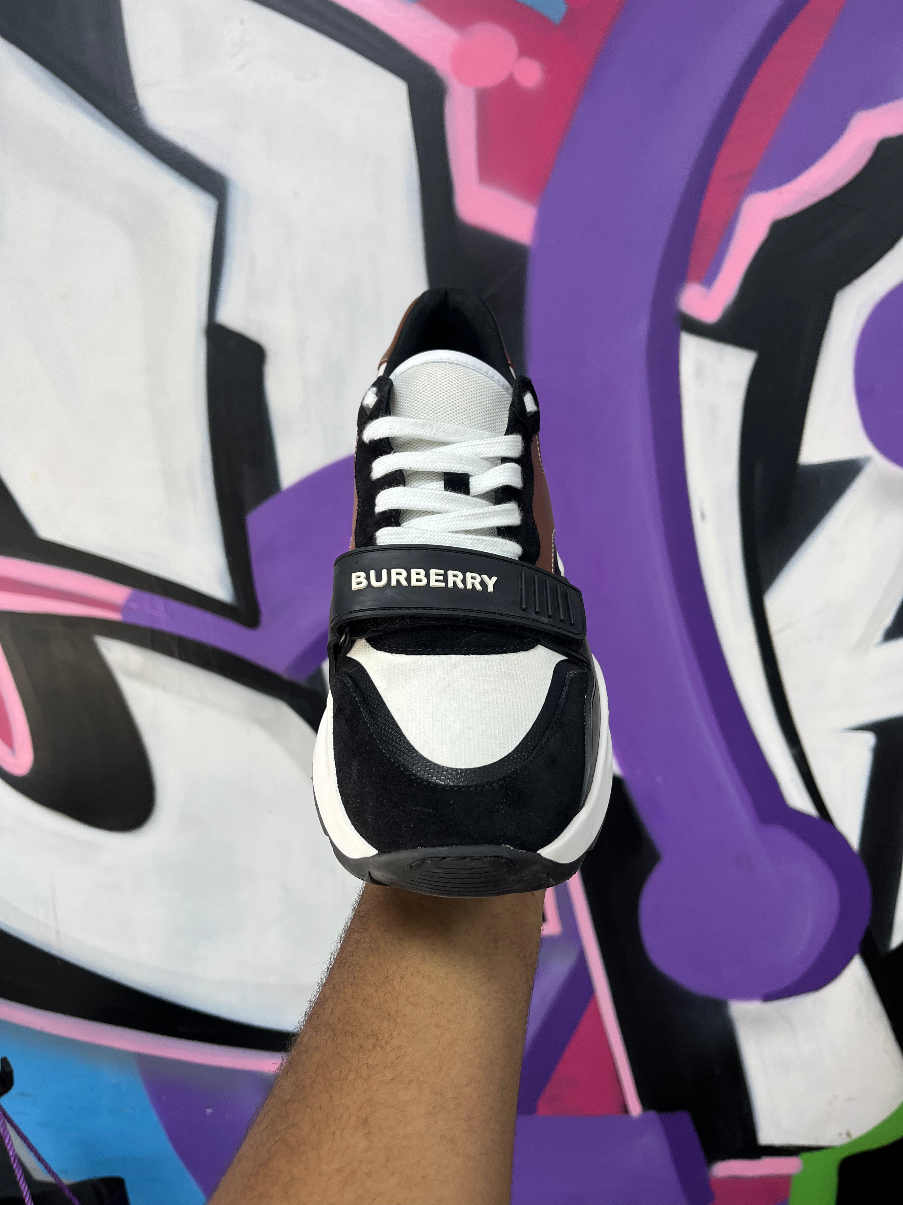 Burberry White Black Brown Orange Ramsey Sneakers