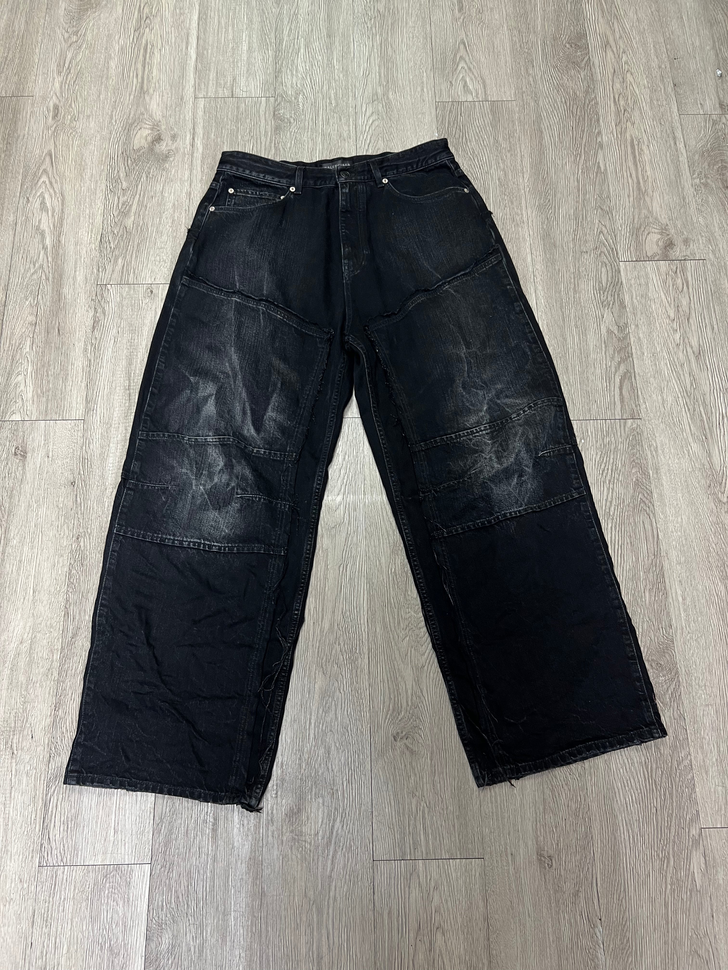 Balenciaga Black Wash Double Knee Jeans