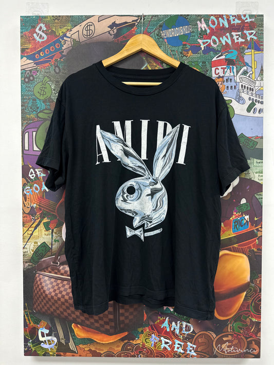 Amiri Playboy Tee Black Blue Bunny Used Large N/A