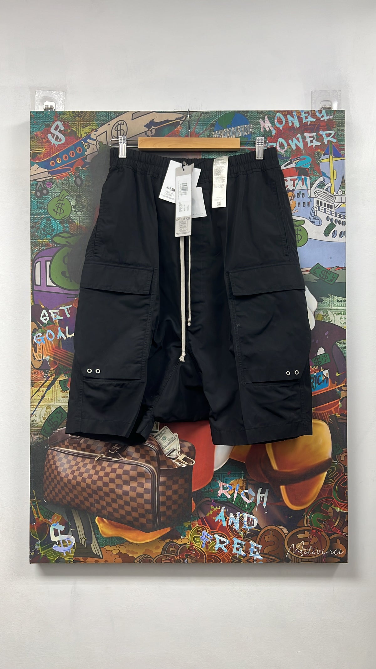 Rick Owens DRKSHDWS Cargo Pods Black Shorts