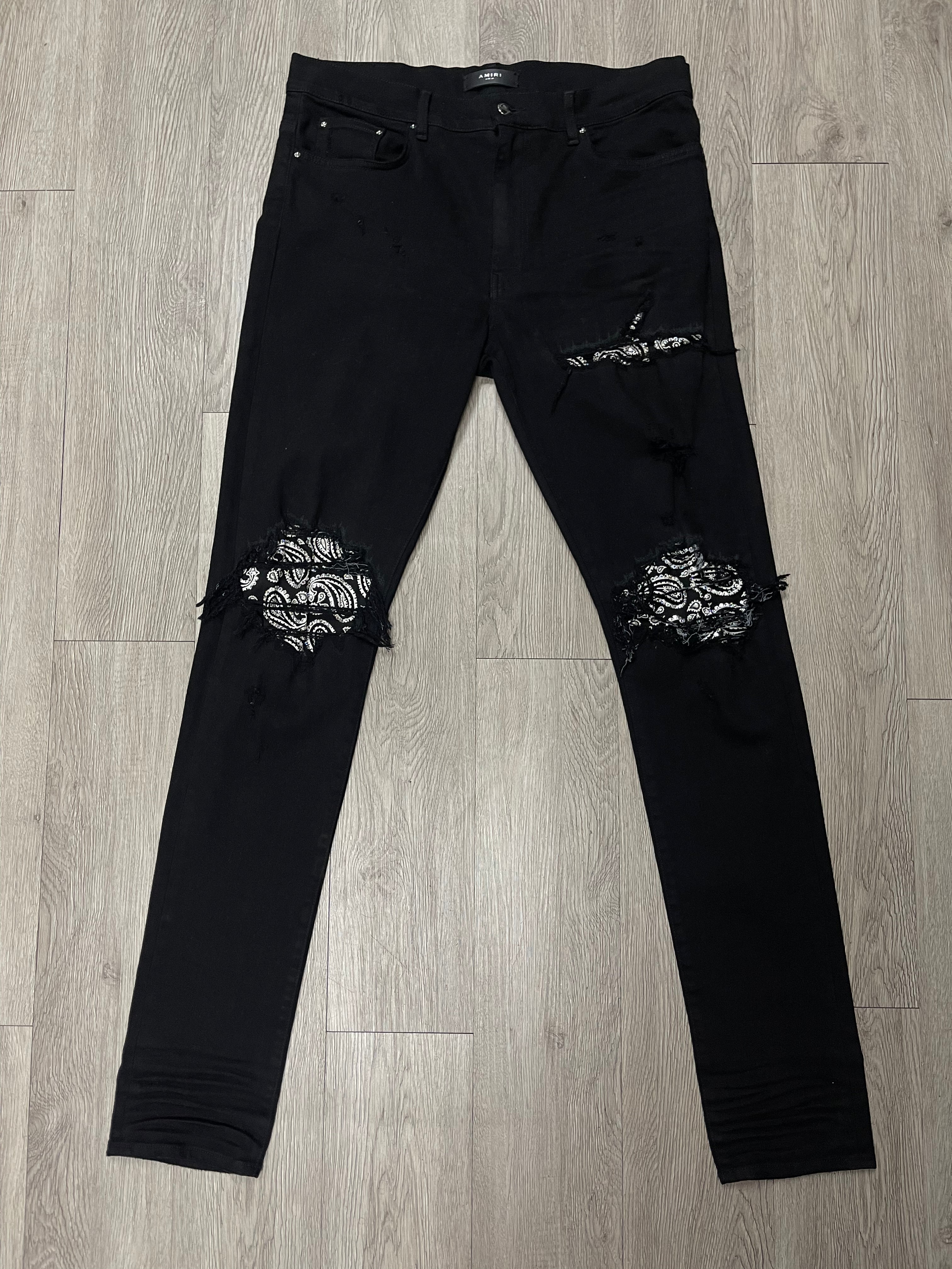 Amiri Black Crystal Motif Patch MX1 Jeans