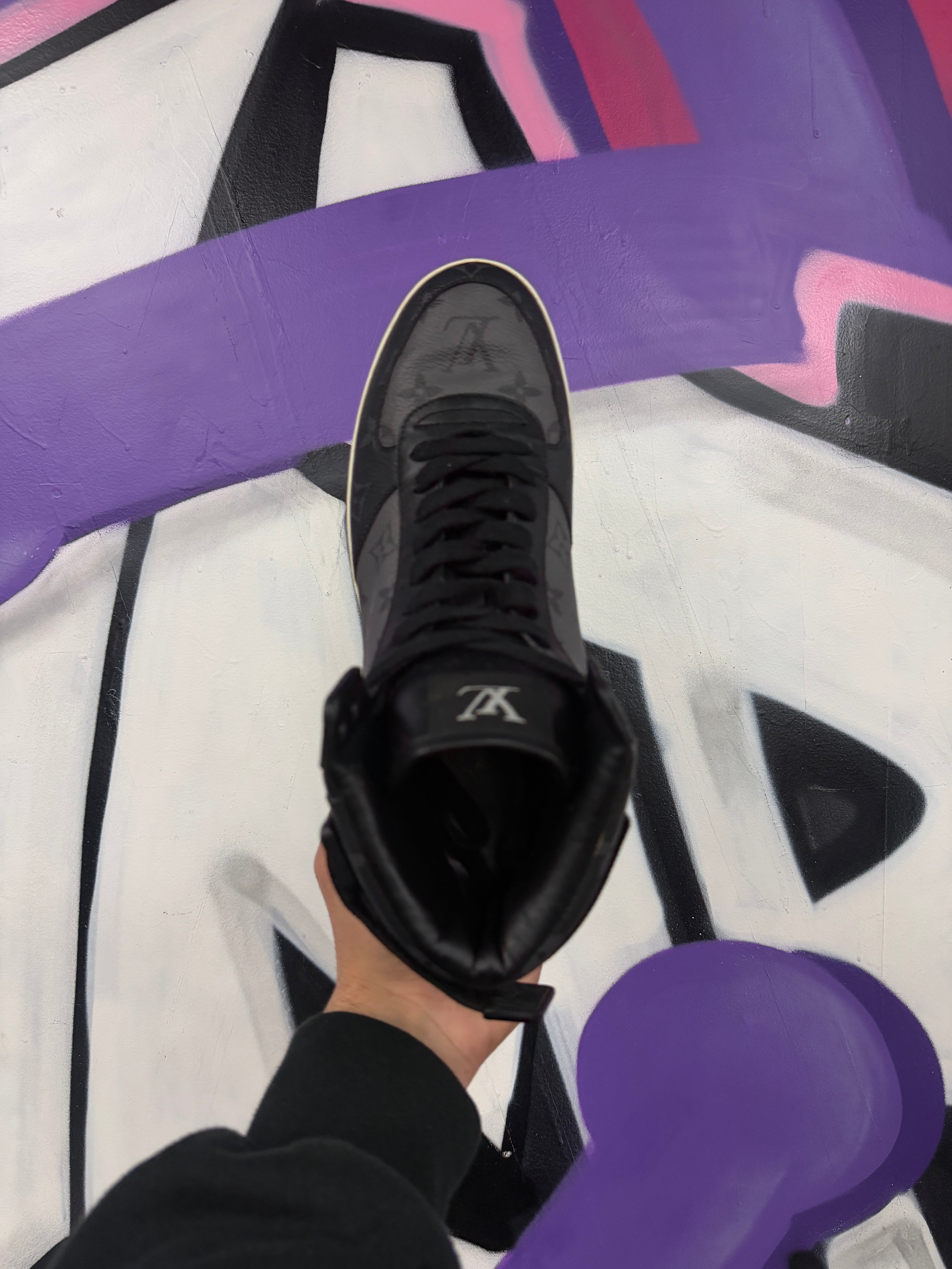 Louis Vuitton Black Monogram High Top Sneakers