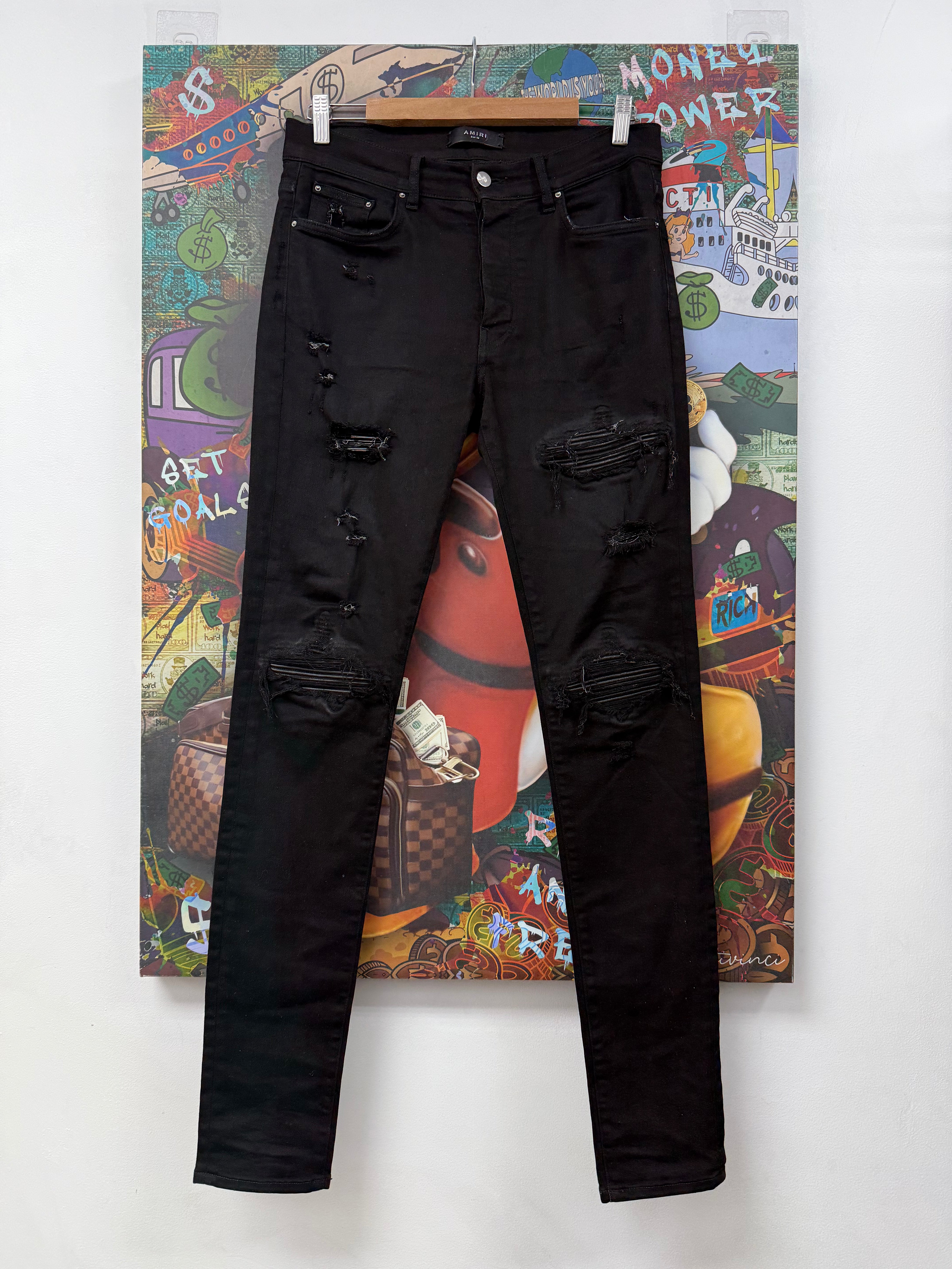 Amiri MX1 Black Black Patch Jeans
