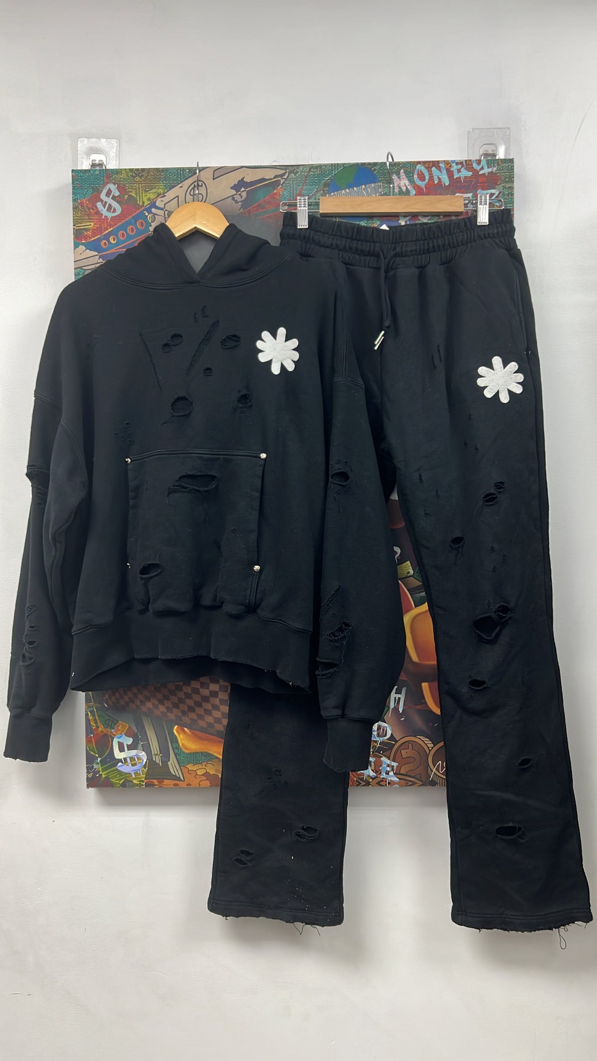 LOSTSHDWS Black Distress Sweatsuit