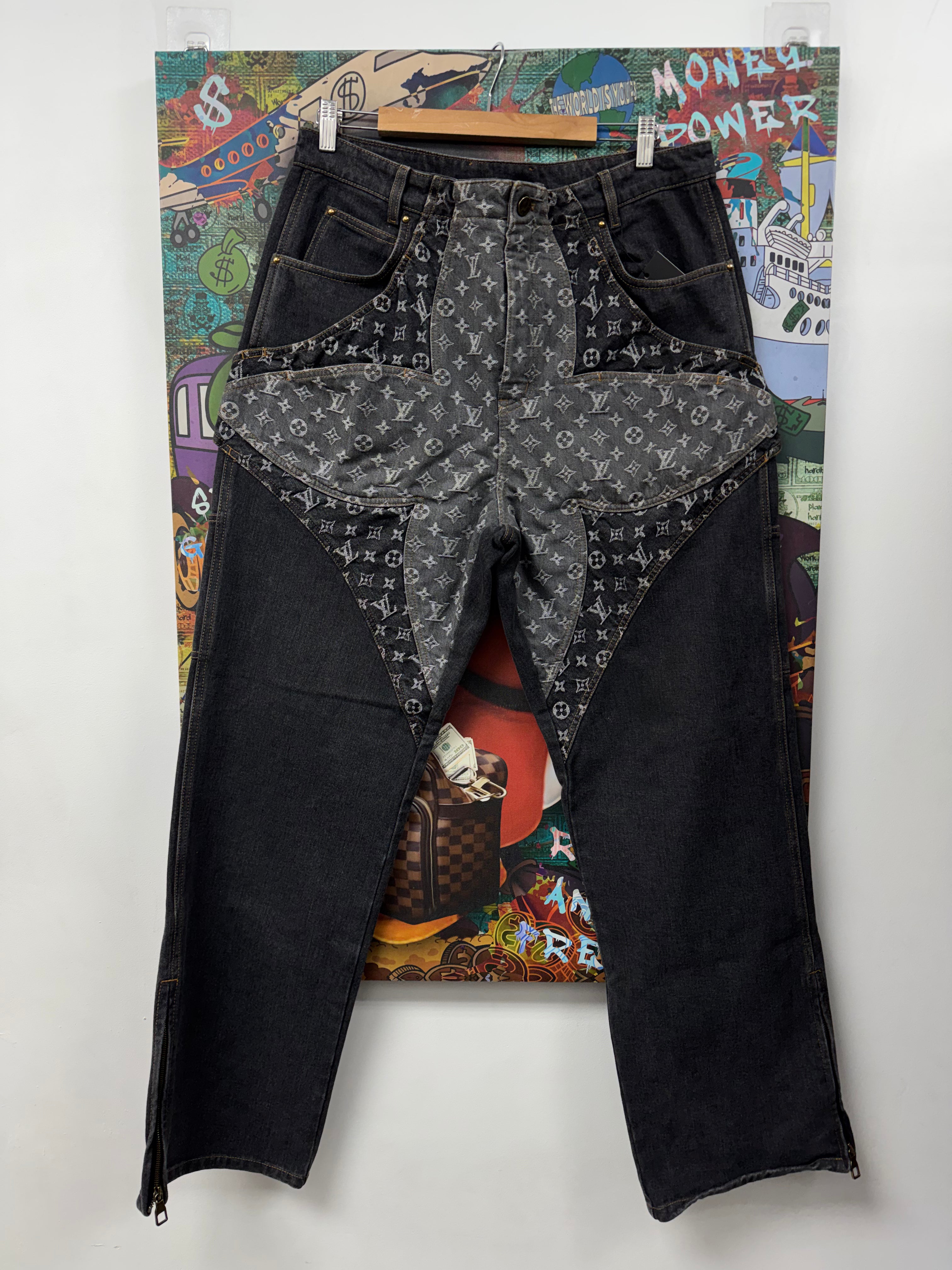 Louis Vuitton Grey Monogram Flower Jeans