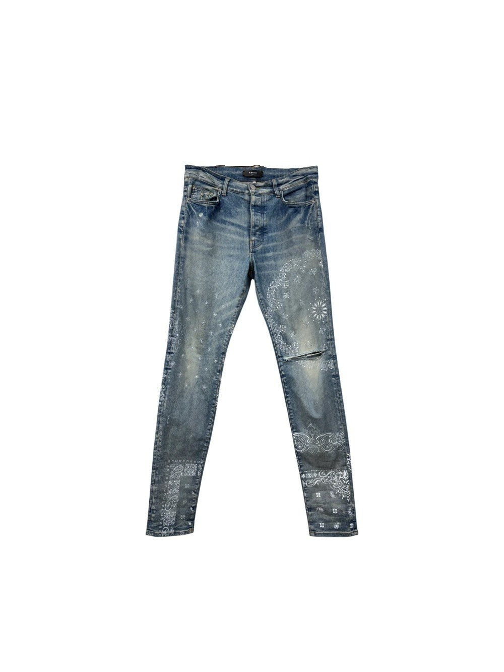 Amiri Paisley Monogram Light Wash Jeans