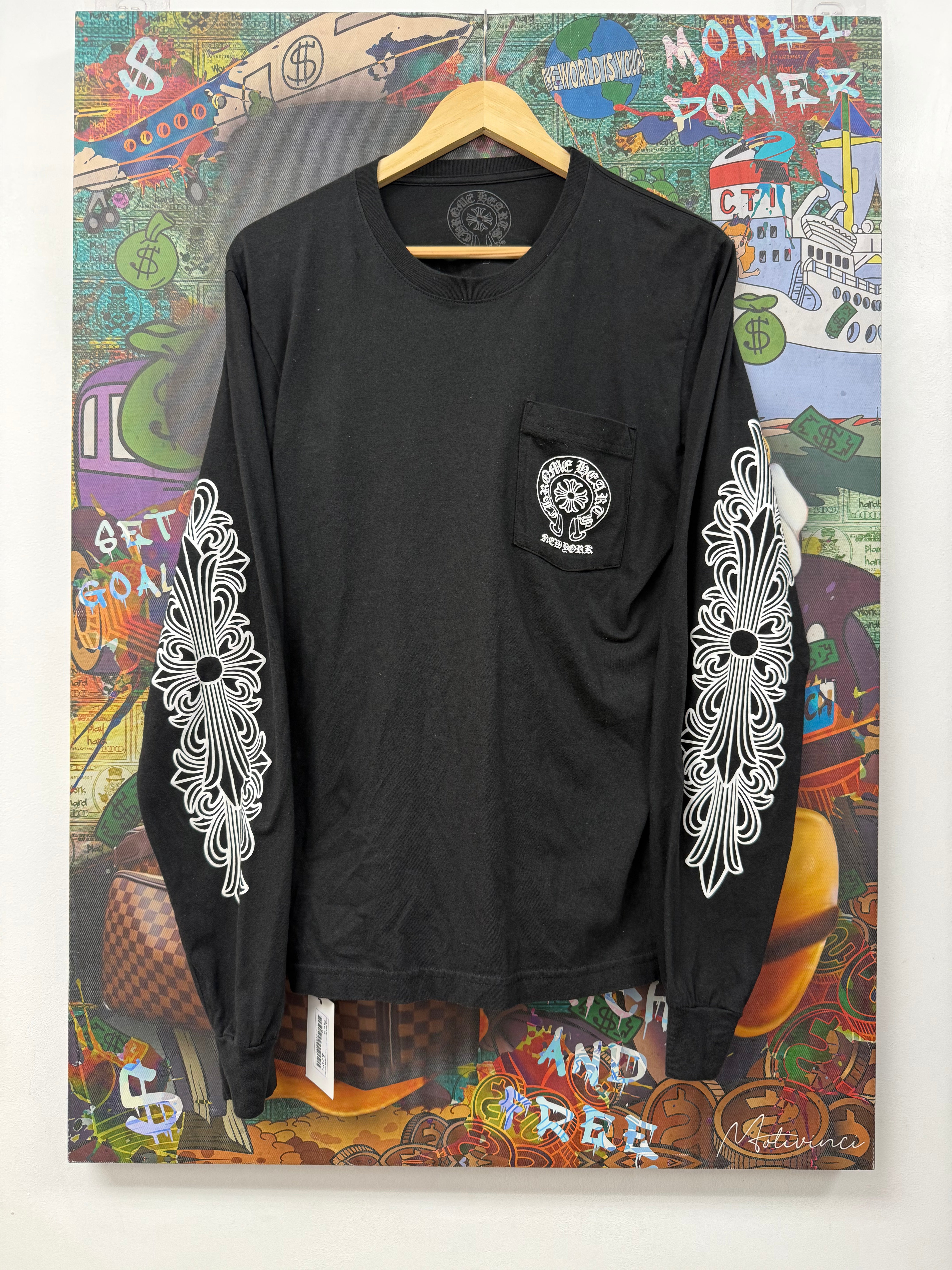 Chrome  Hearts Black New York Floral Horseshoe Long Sleeve