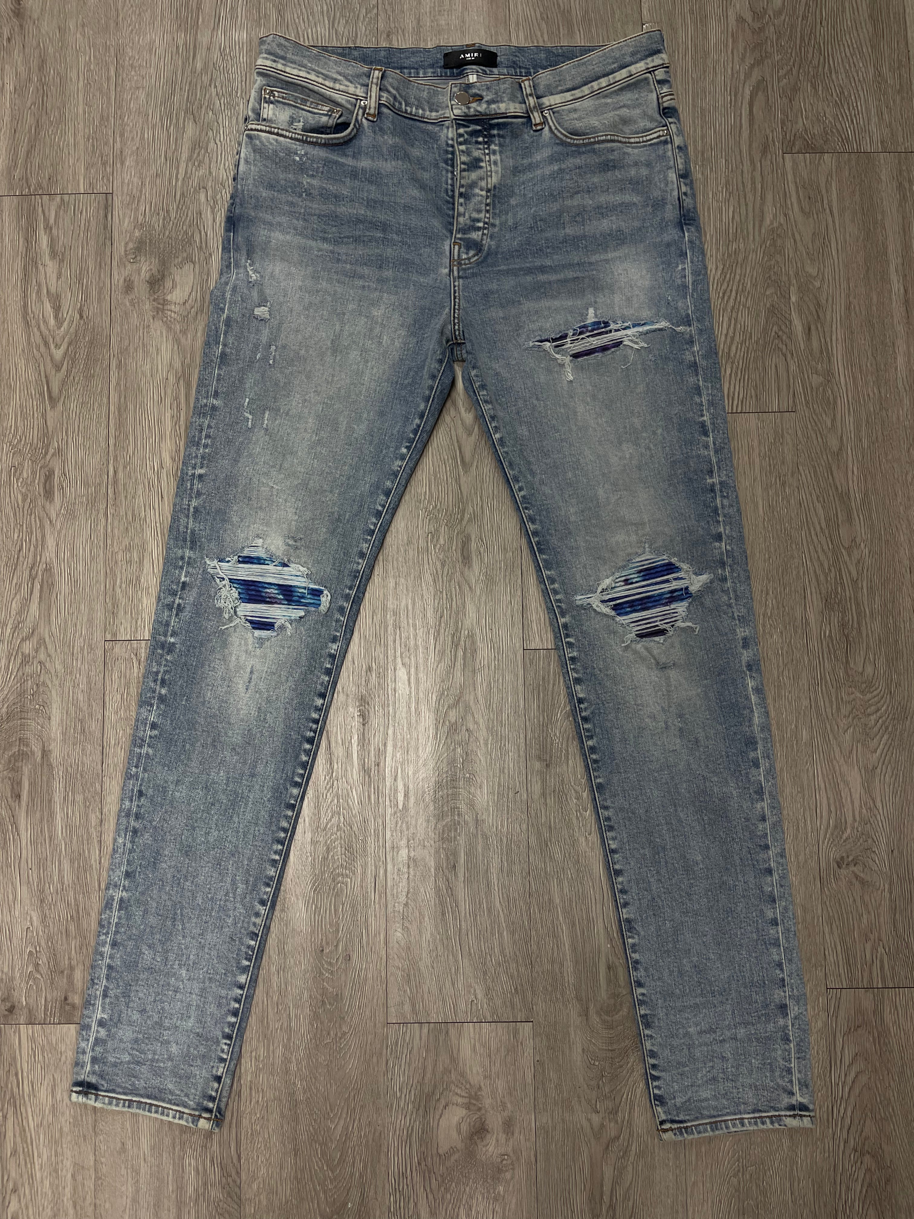 Amiri MX1 Stone Wash Aqua Patch Jeans