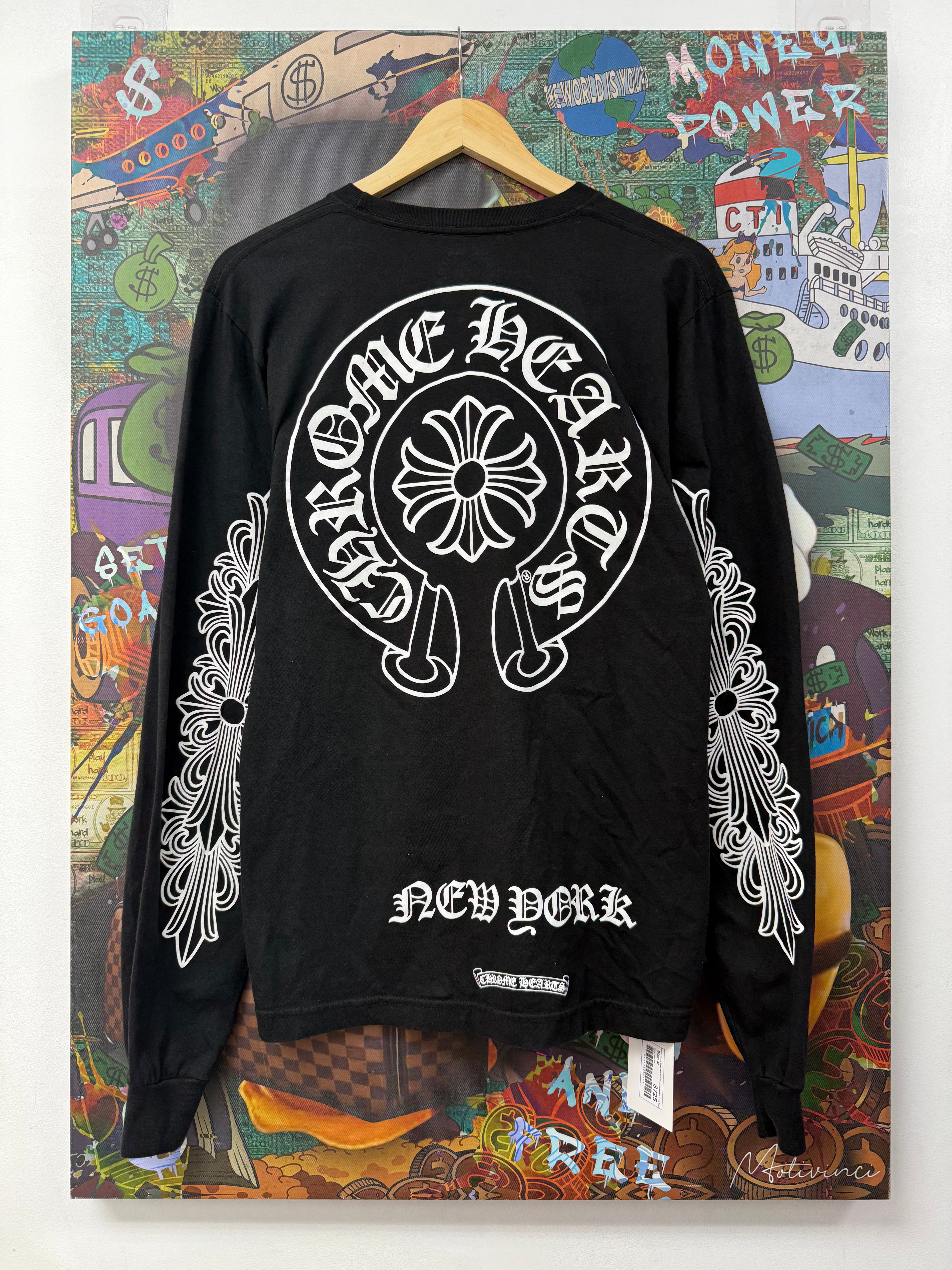 Chrome  Hearts Black New York Floral Horseshoe Long Sleeve