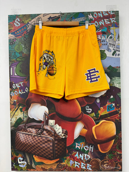 EE x Warren Lotas Shorts Yellow Purple Used Medium N/A