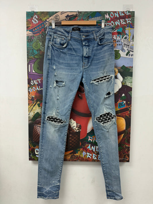 Amiri Jeans MX1 Light Wash Playboy Patch Black Used 36 N/A