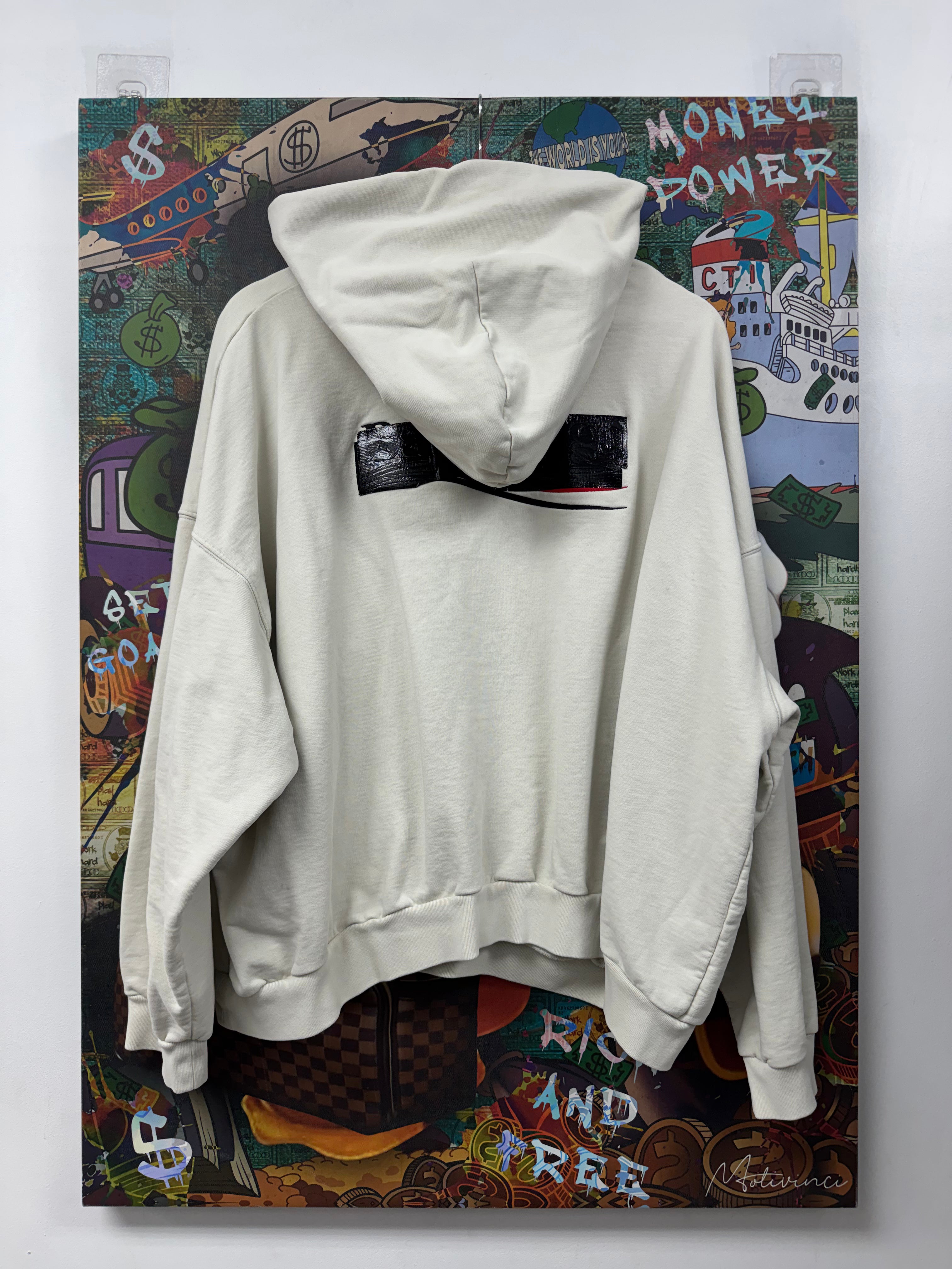 Balenciaga Cream Gaffer Campaign Logo Hoodie