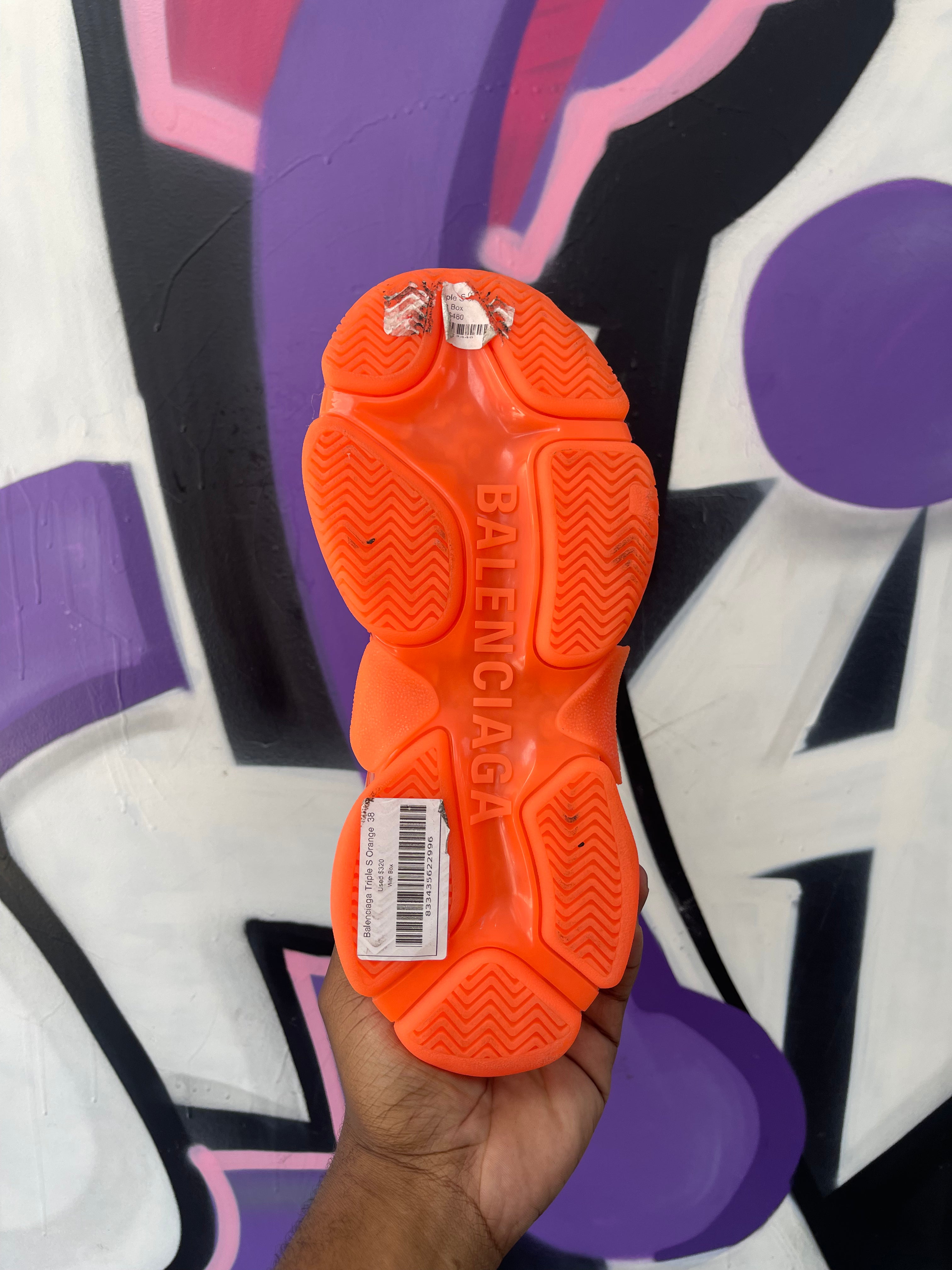 Balenciaga Triple S Orange  Used 38 With Box