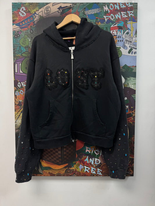 Lost Intricacy Black Patch Zip Up Hoodie