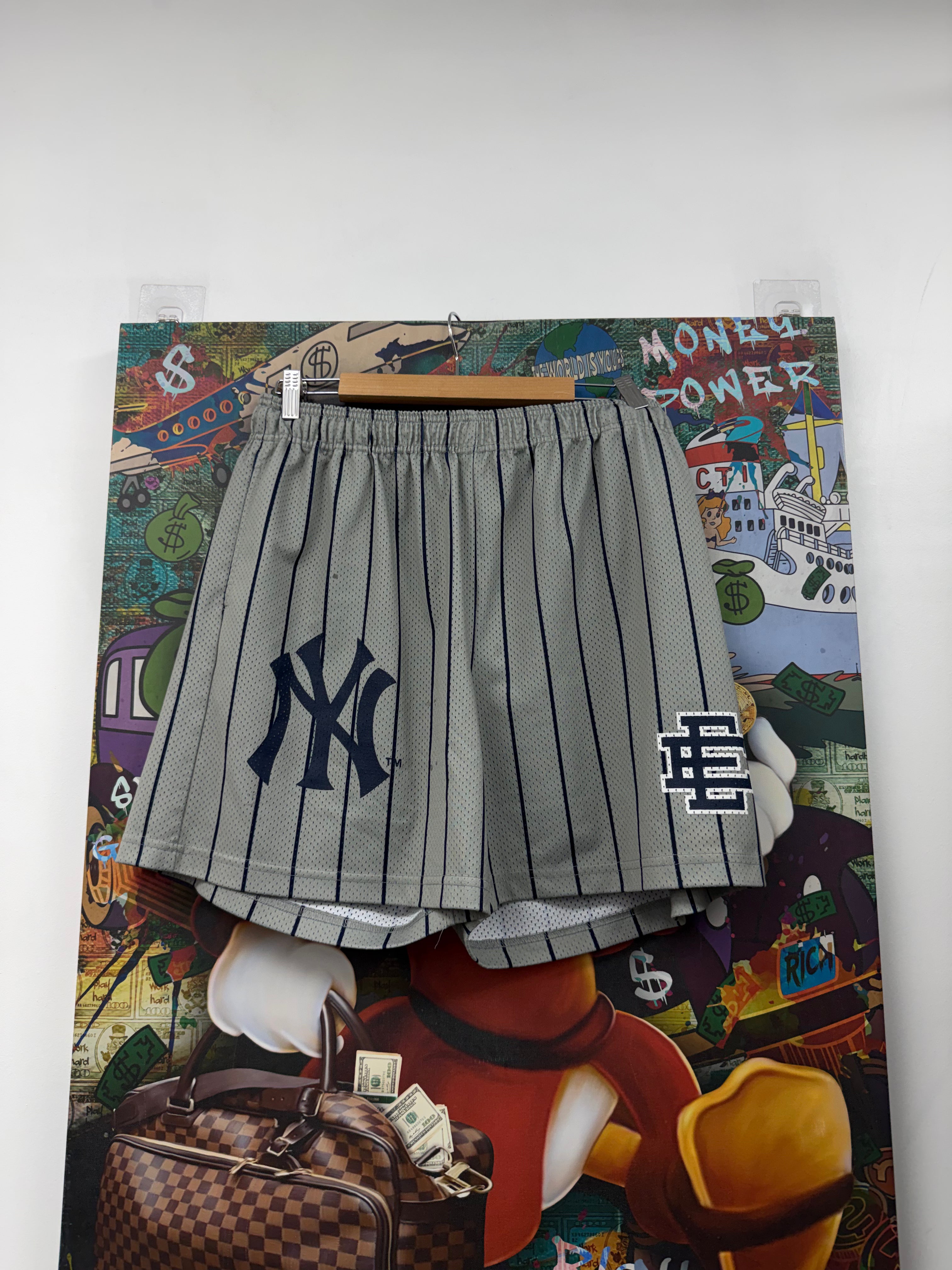 Eric Emanuel Grey Navy Yankees Shorts