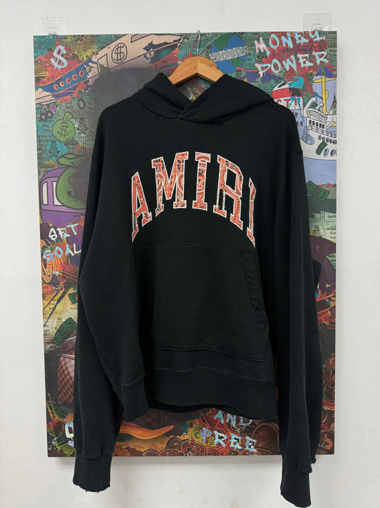 Amiri Hoodie Black Orange Paisley Used XL N/A