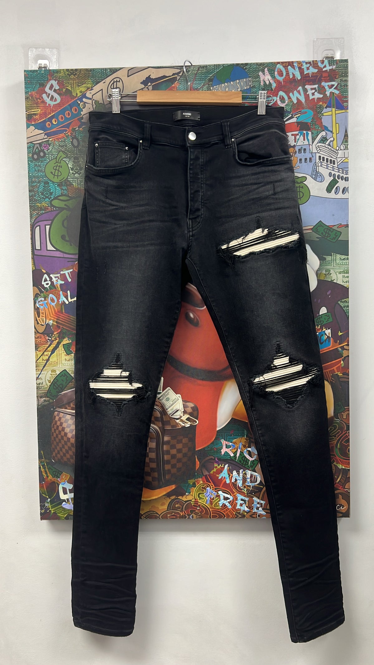 Amiri Mx1 Black Cream Jeans