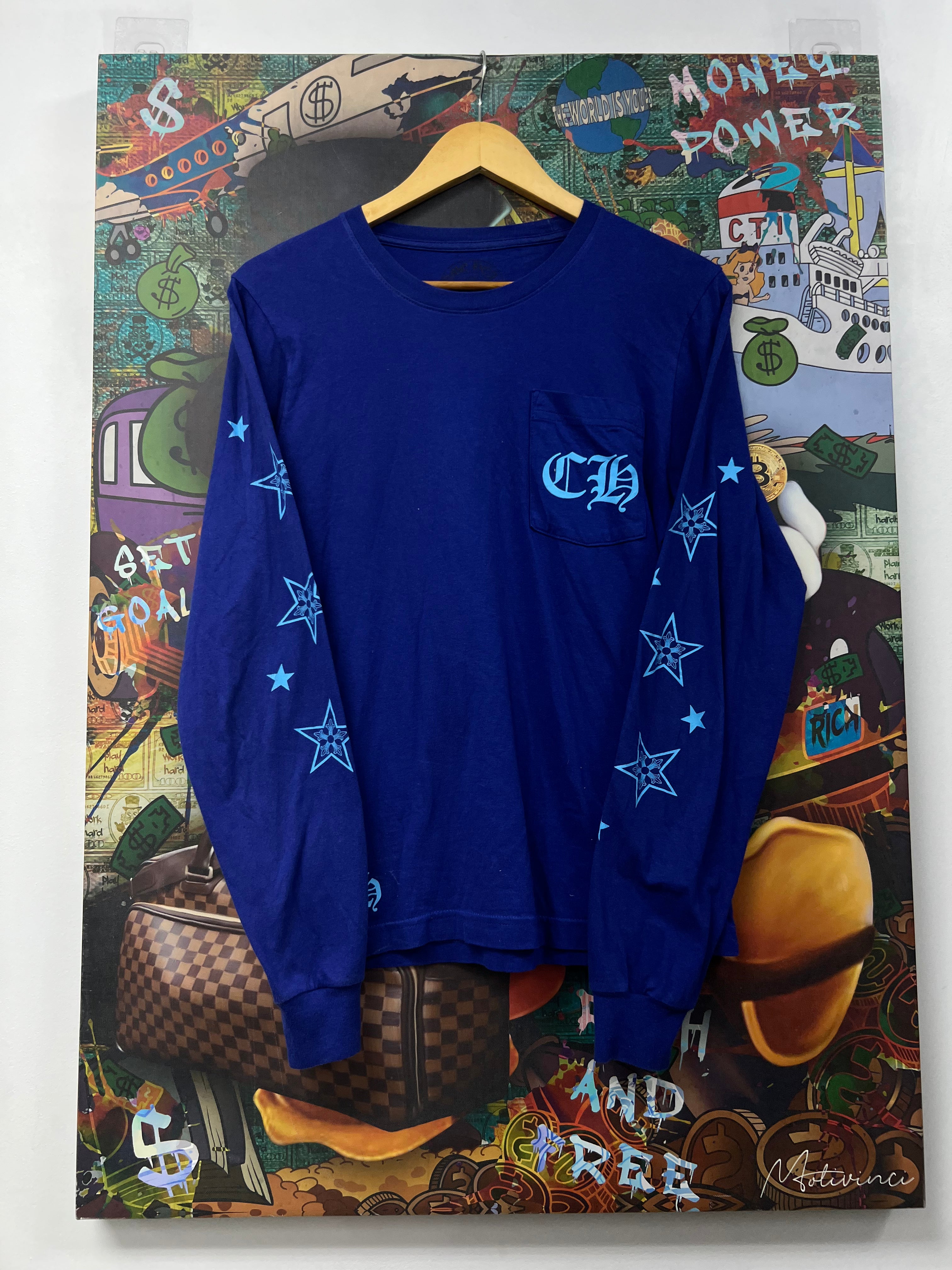 Chrome  Hearts Navy Baby Blue Star Long Sleeve