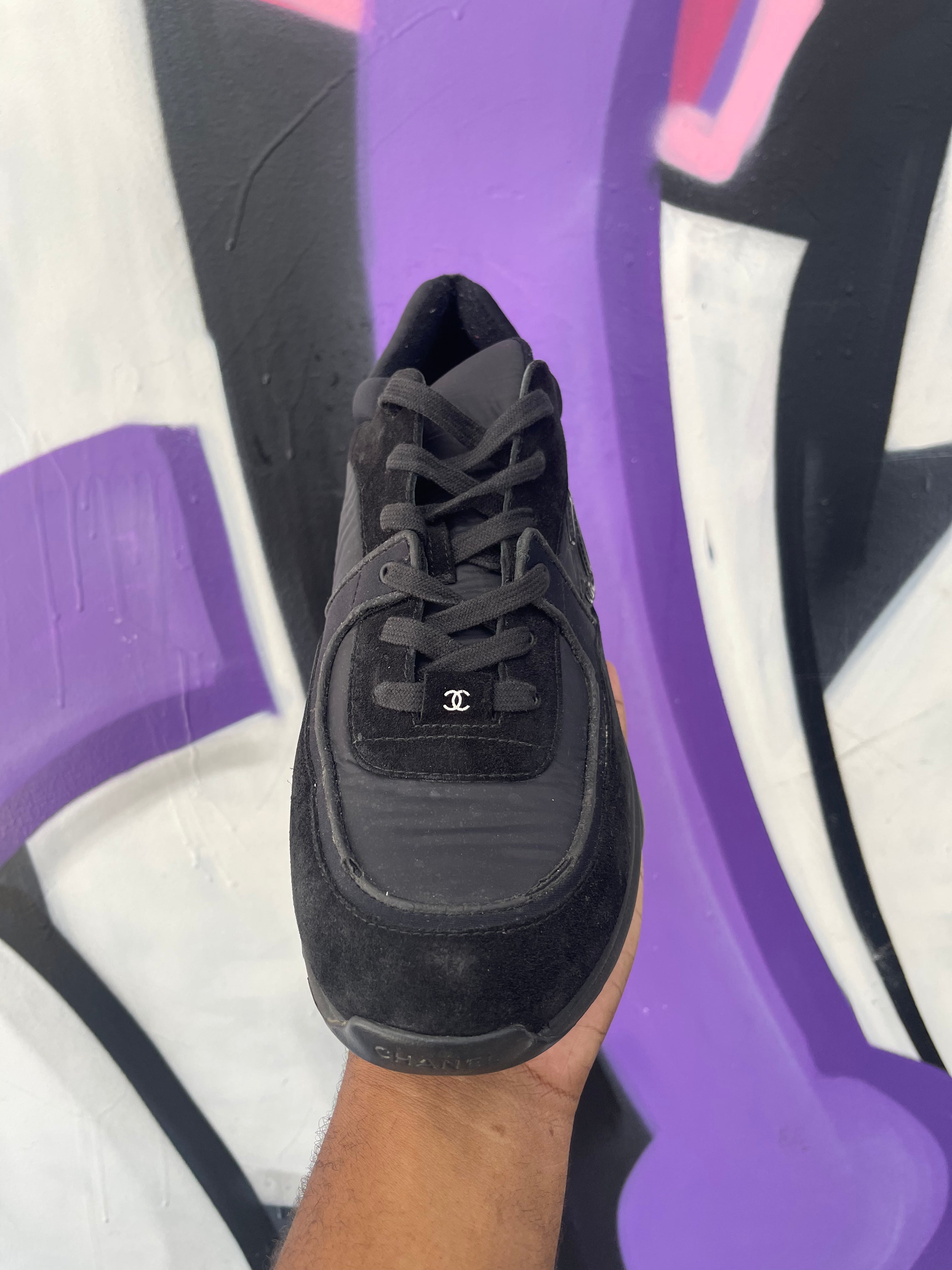 Chanel Black CC Logo Runner Sneakers