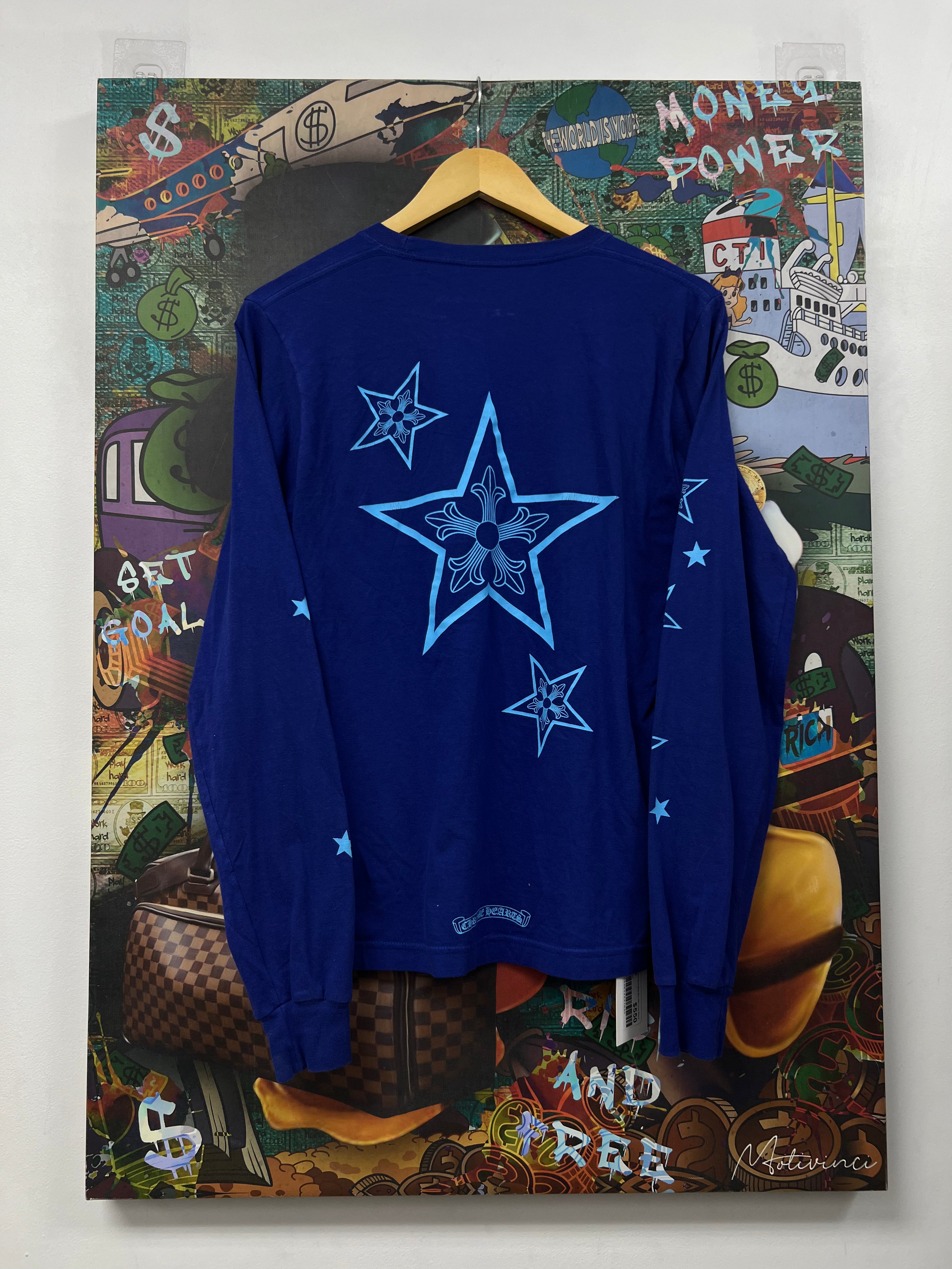 Chrome  Hearts Navy Baby Blue Star Long Sleeve