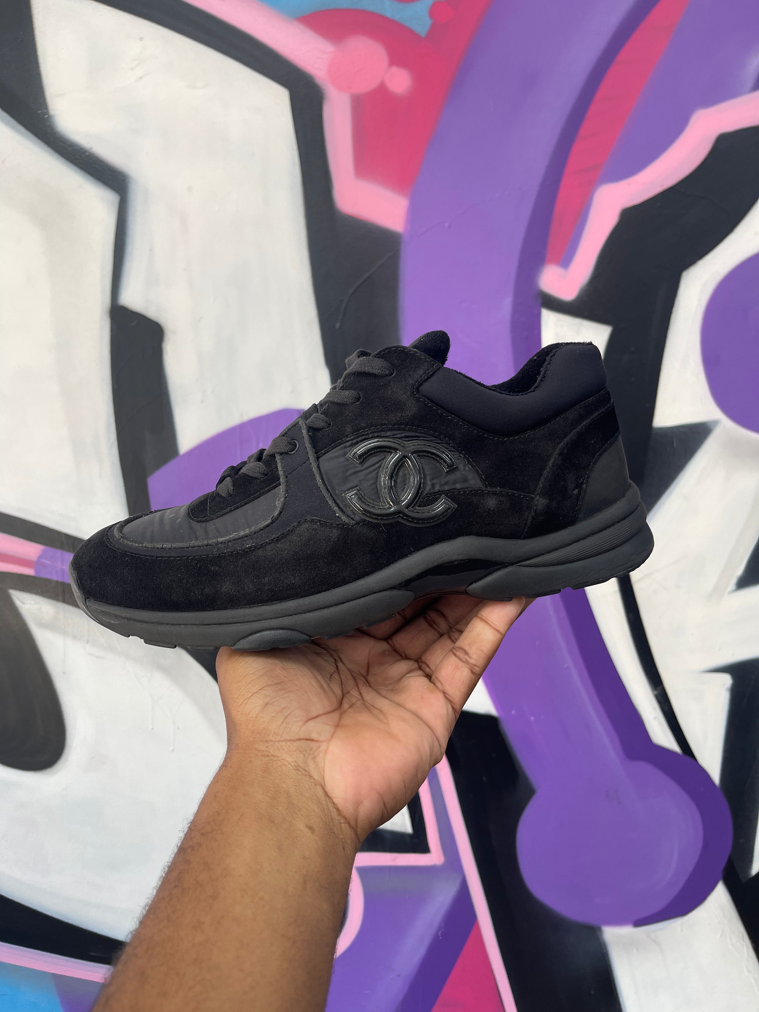 Chanel Black CC Logo Runner Sneakers