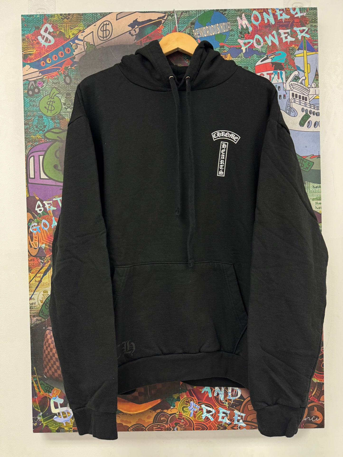 Chrome Hearts T Bar Shoulder Logo Hoodie  New Large