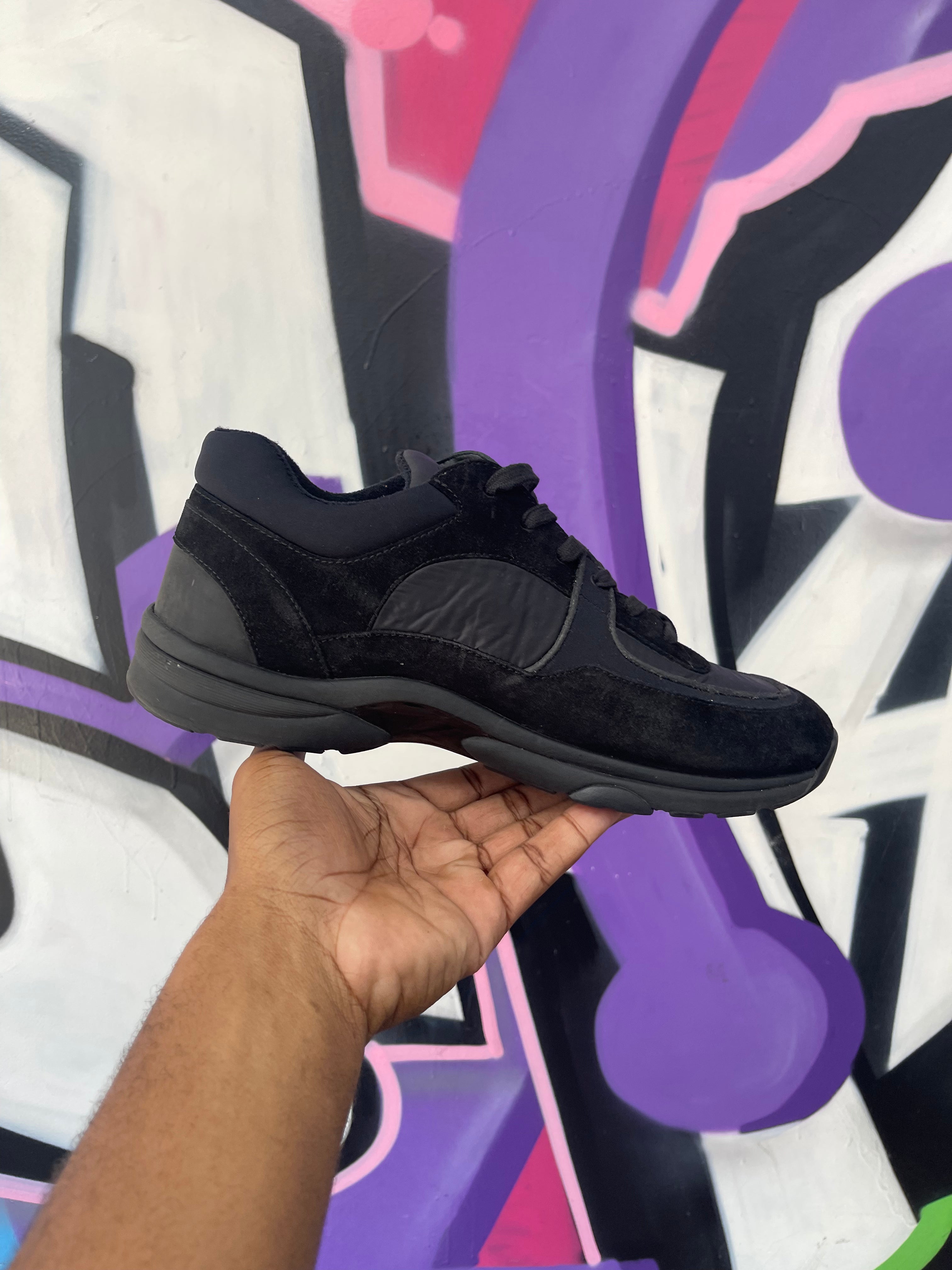 Chanel Black CC Logo Runner Sneakers