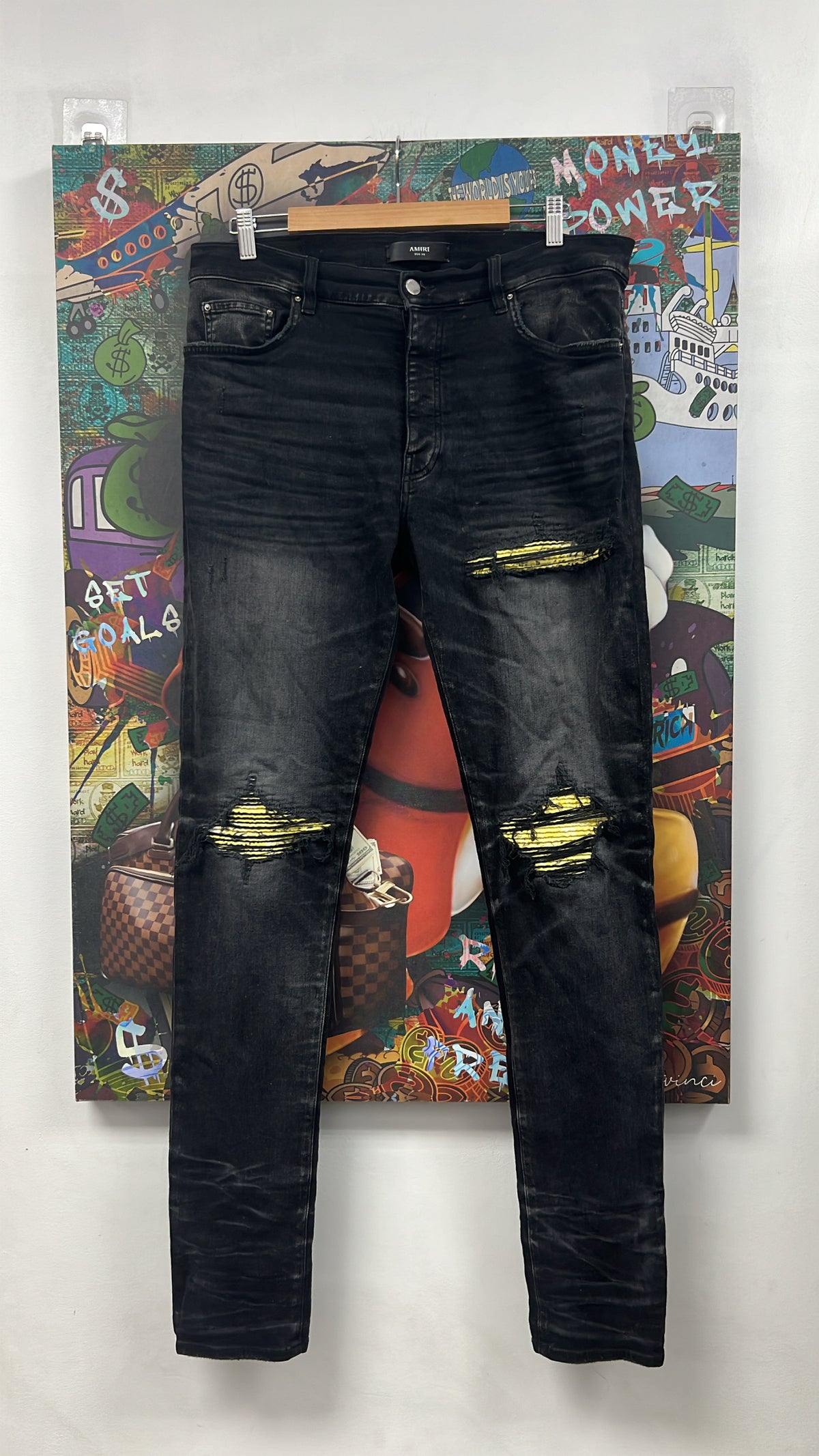 Amiri Mx1 Black Yellow Bandana Jeans