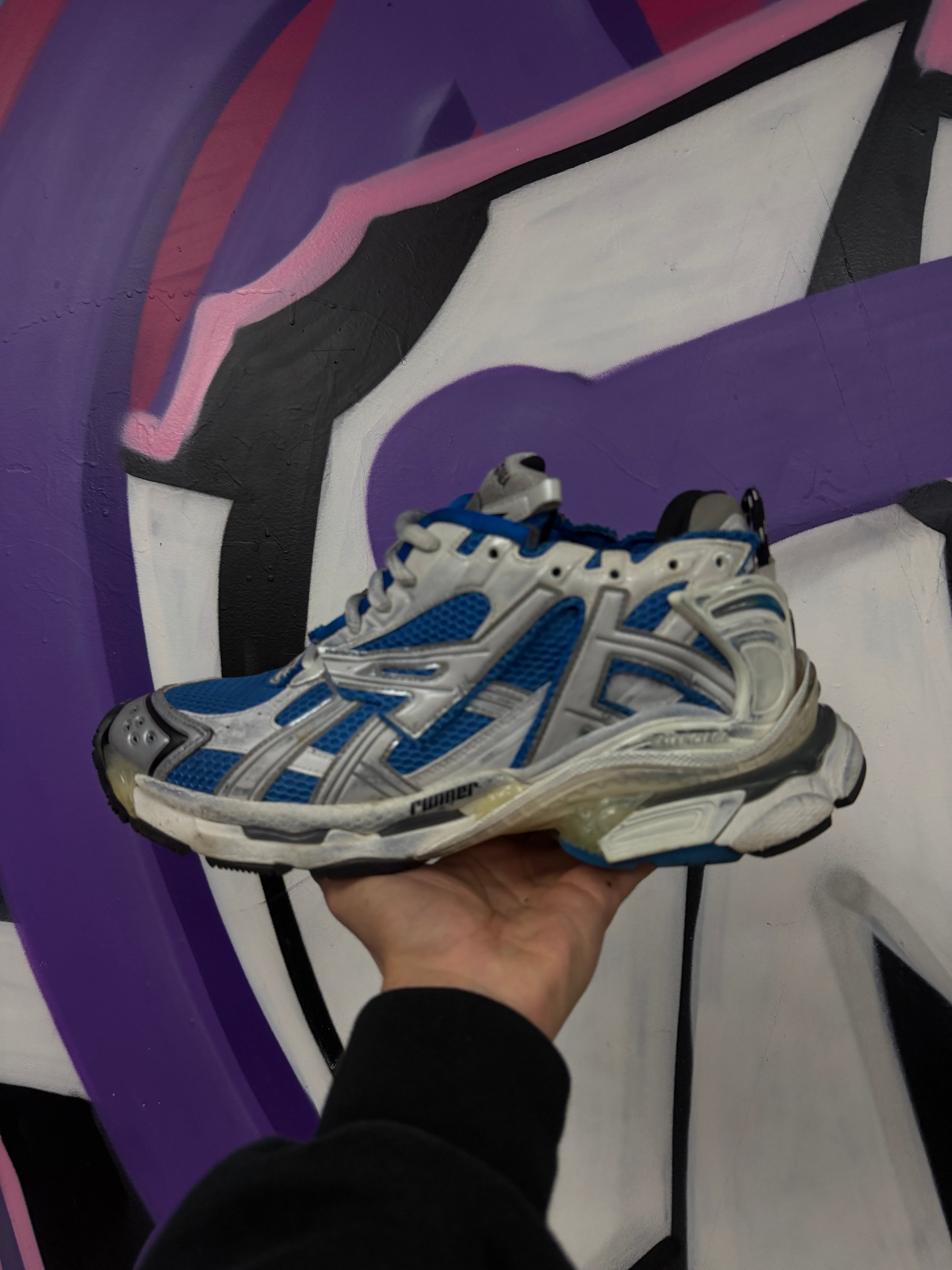 Balenciaga Blue White Runner Sneakers