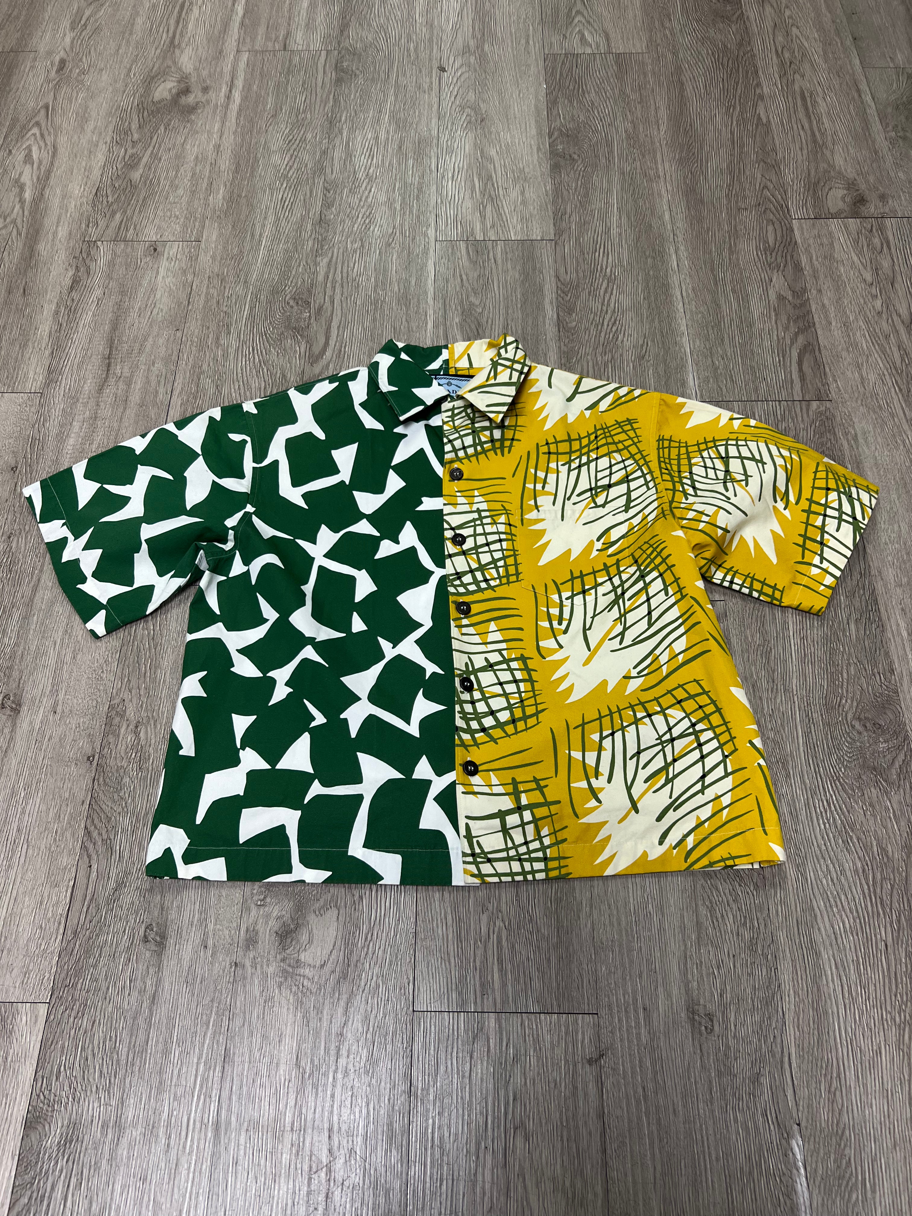 Prada Green Yellow Double Match Shirt
