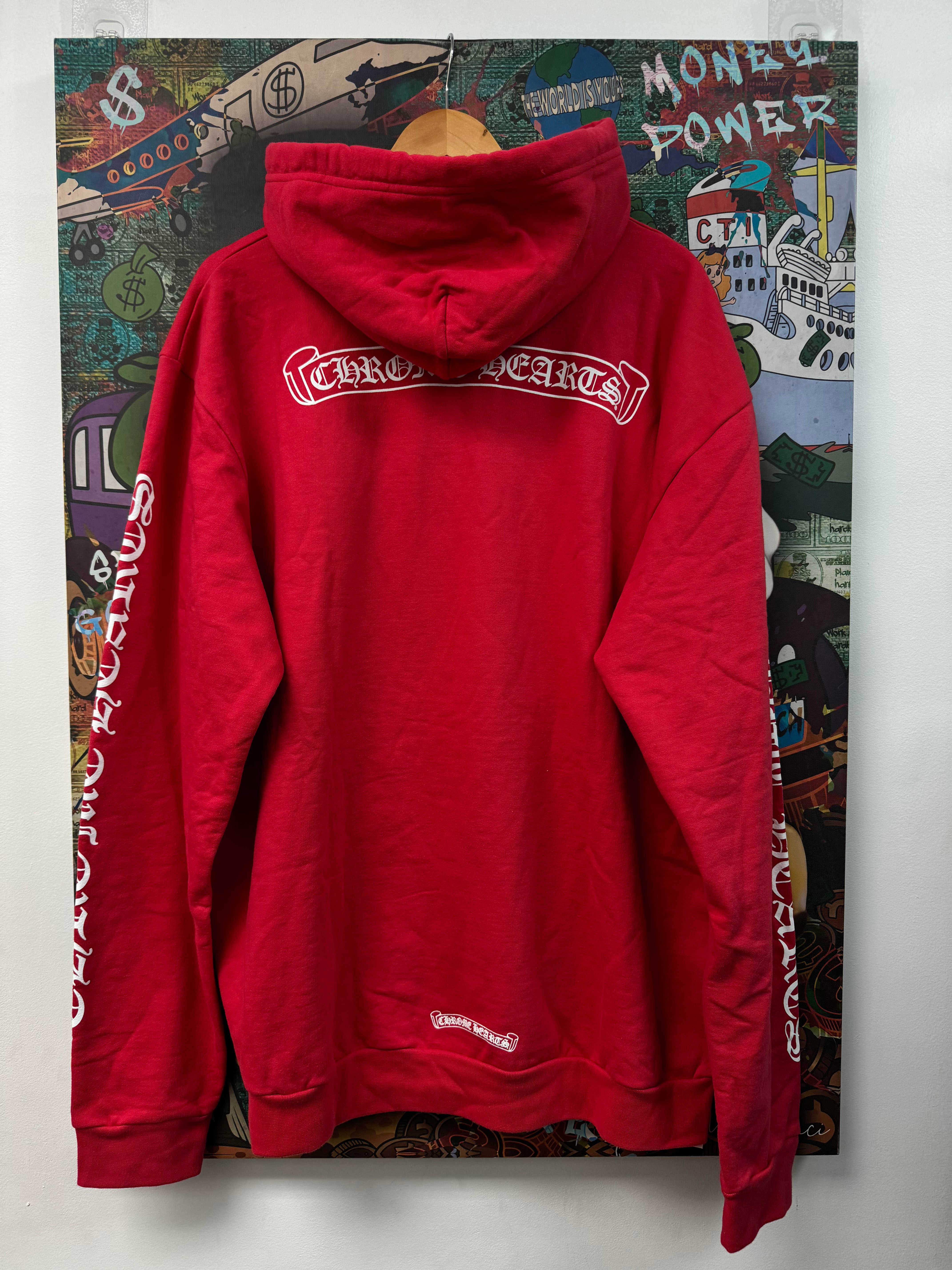 Chrome Hearts Red Scroll Logo Hoodies