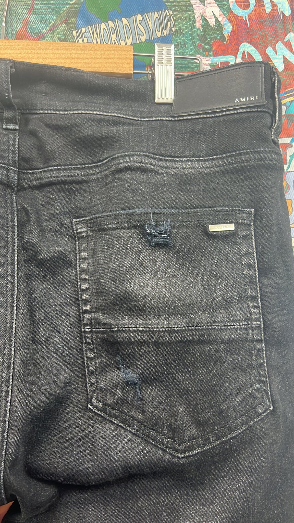 Amiri Black Cheetah Thrasher Jeans