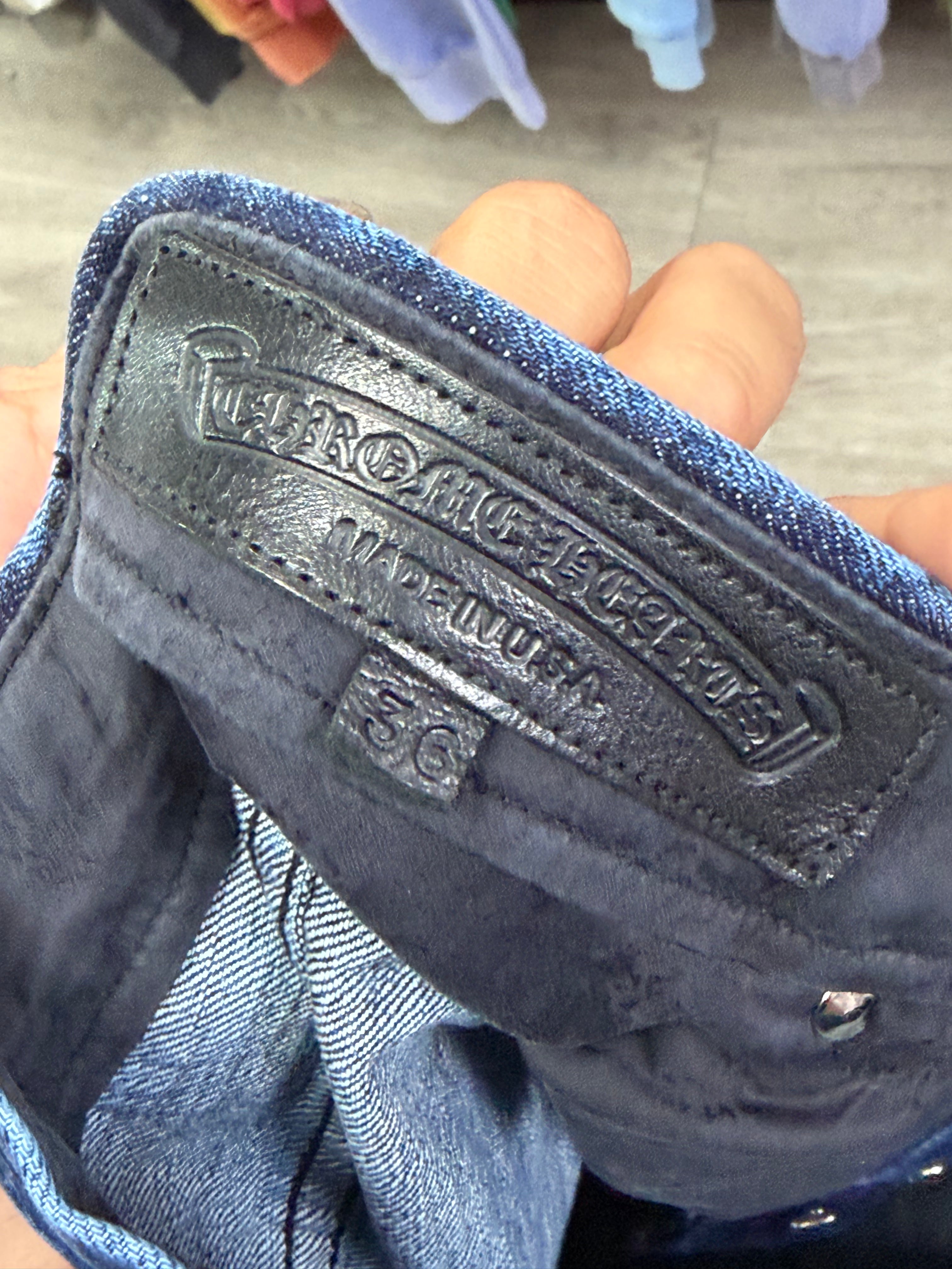 Chrome  Hearts Dark Wash KS Cut Jeans