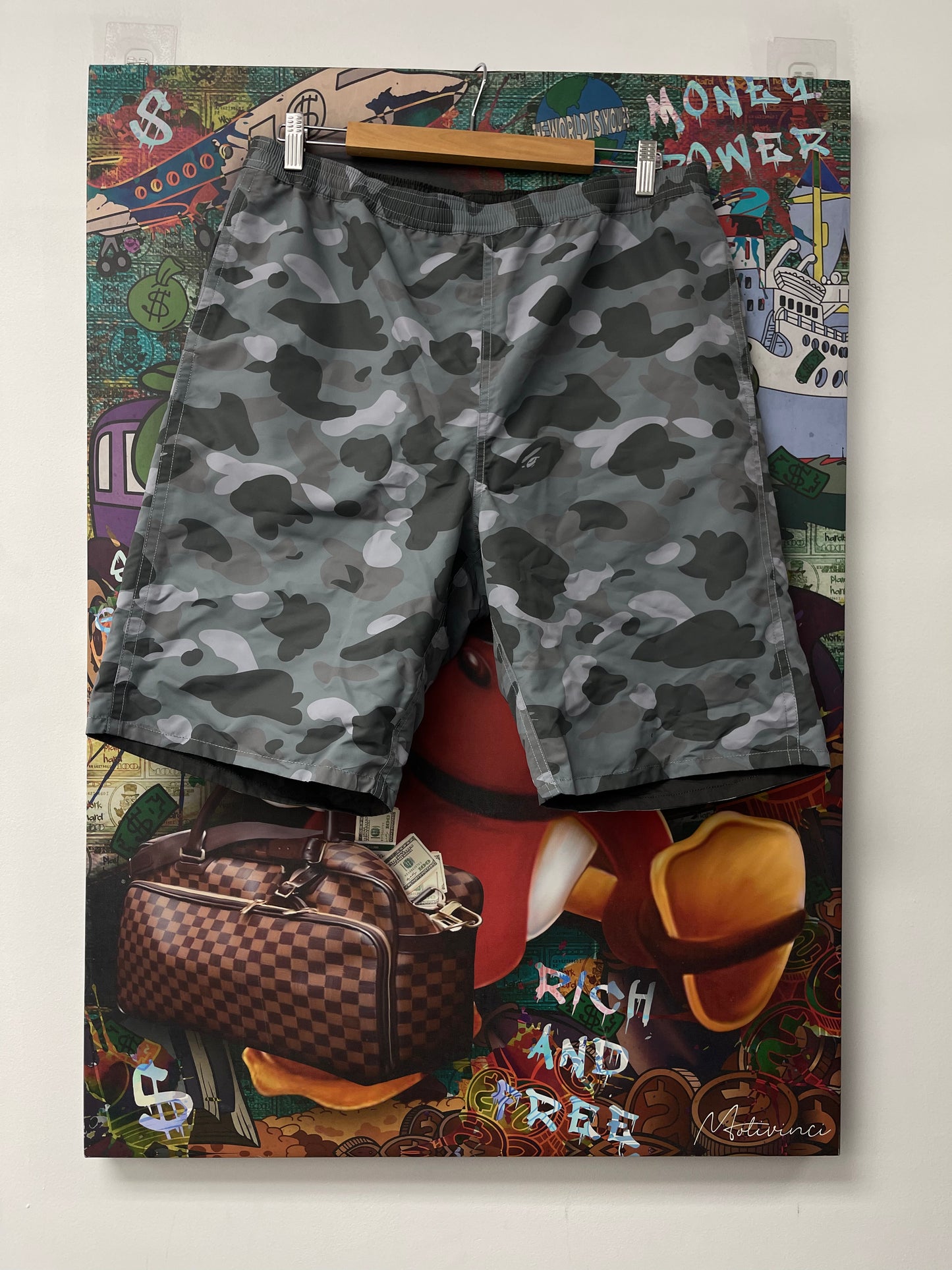 BAPE Swim Trunks Grey Camo New