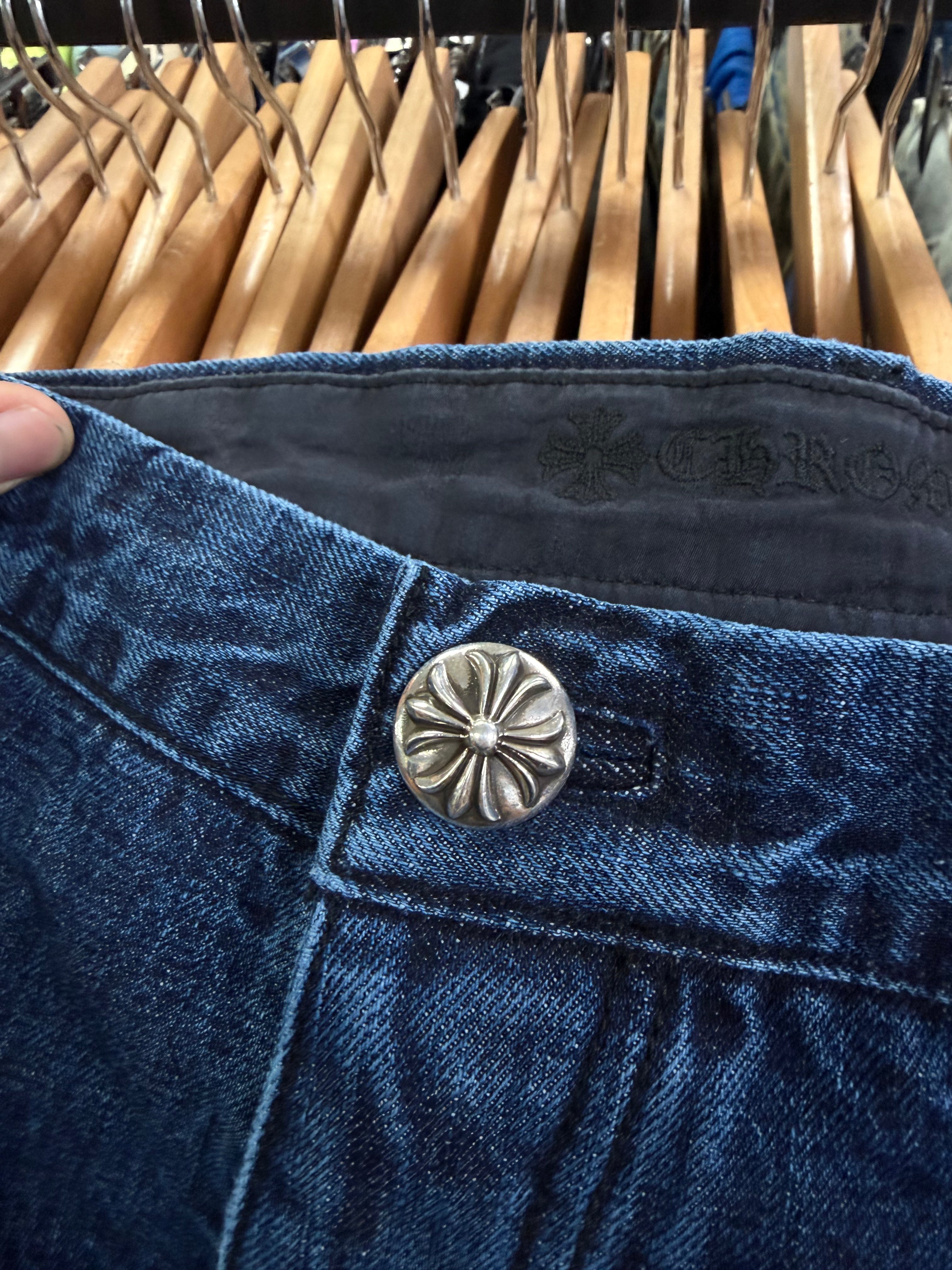 Chrome  Hearts Dark Wash KS Cut Jeans
