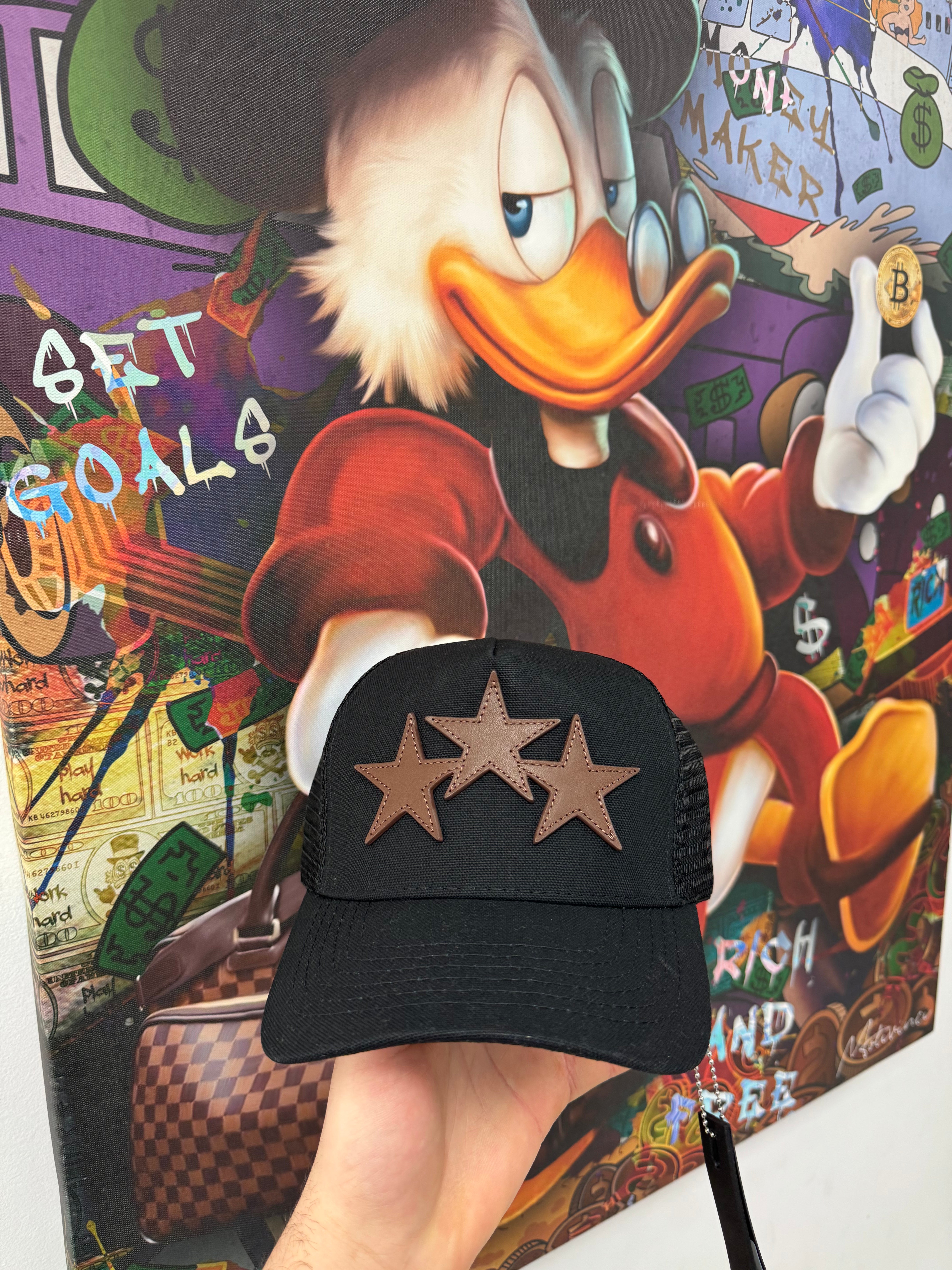 Amiri 3 Star Trucker Hat Black Brown