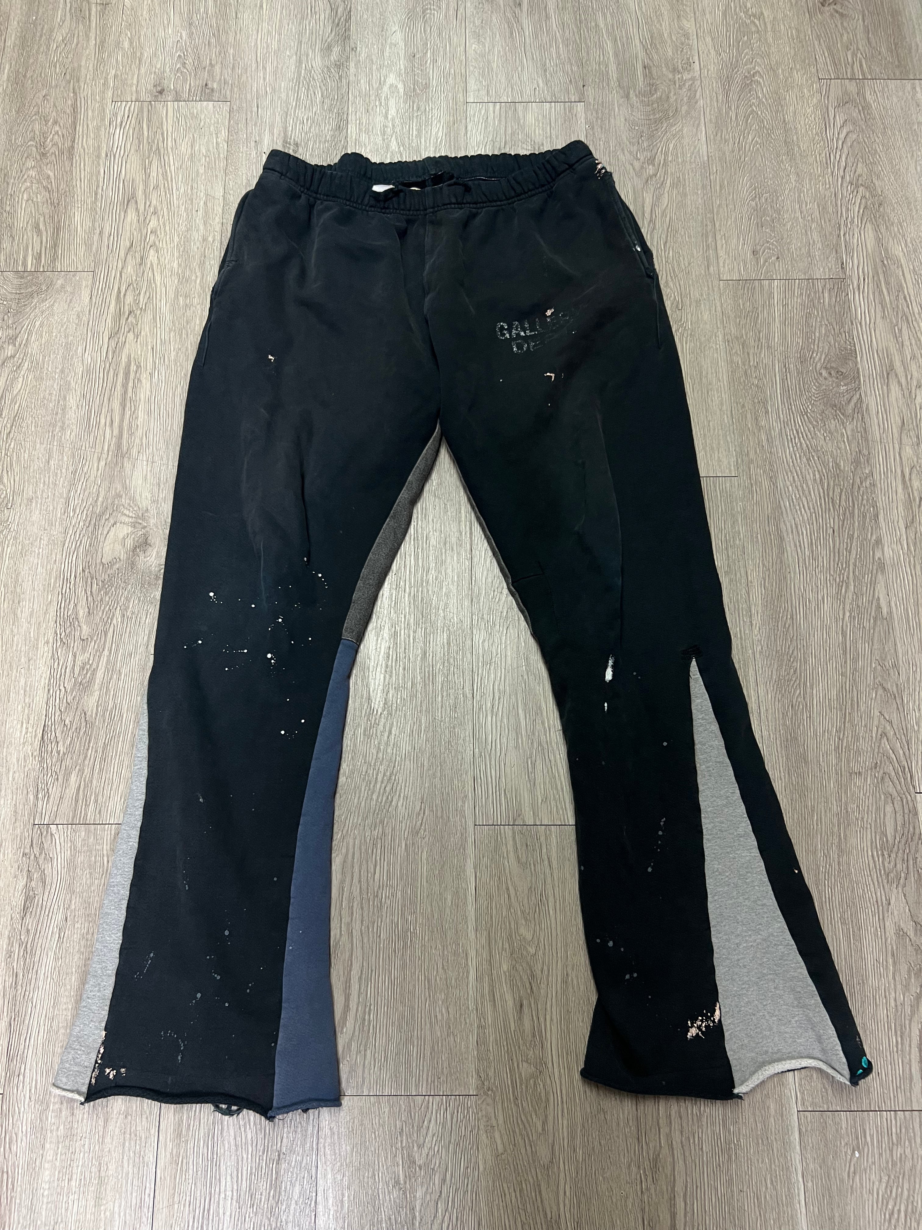 Gallery Dept Black Splatter Flared Sweats