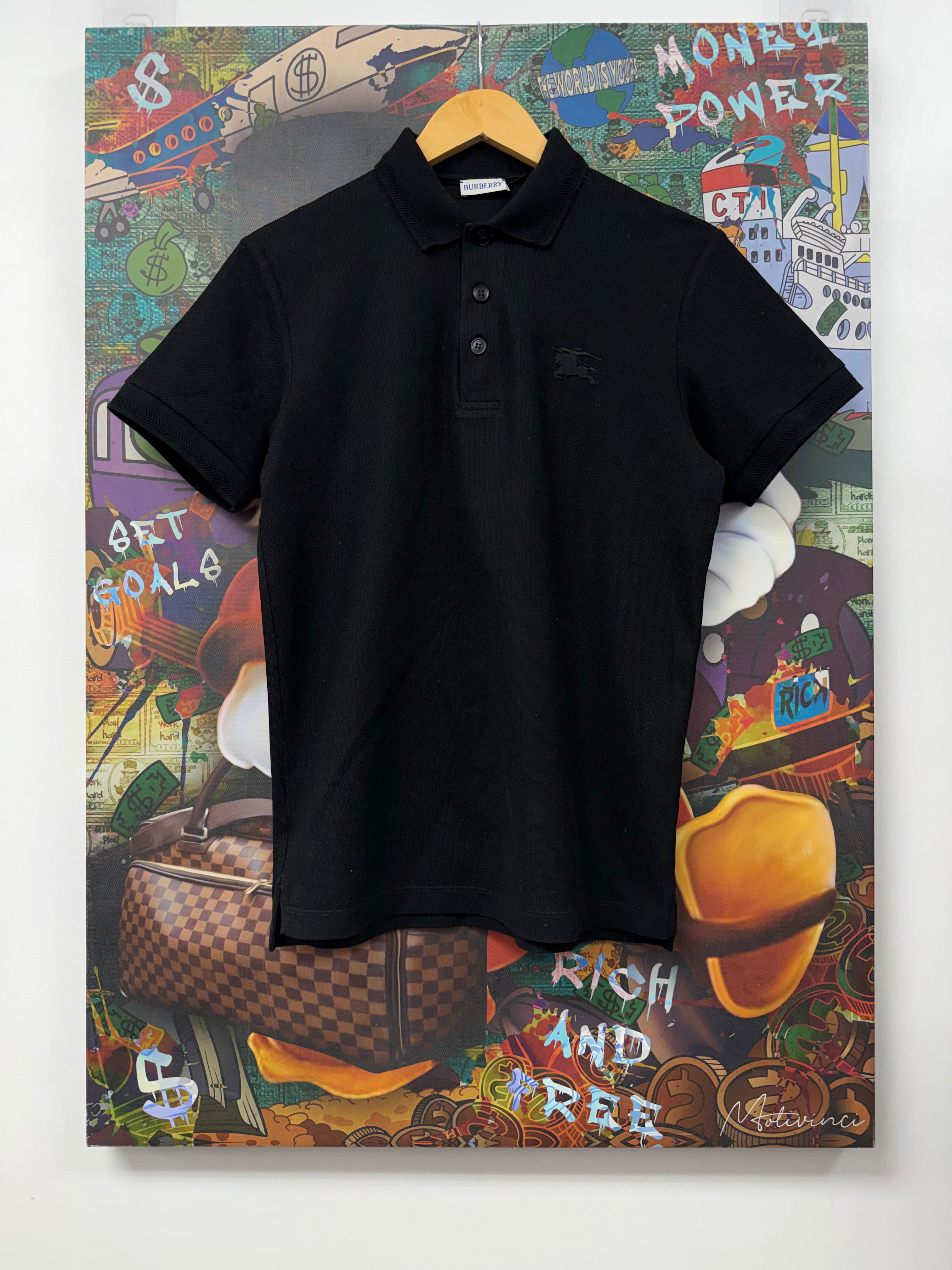 Burberry Black Tonal Logo Polo