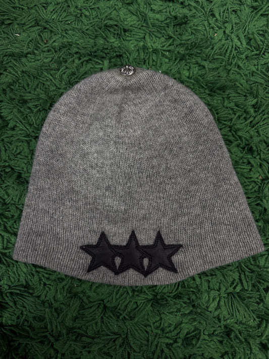 Chrome Hearts Beanie Grey Black 3 Star Patch Used OS N/A