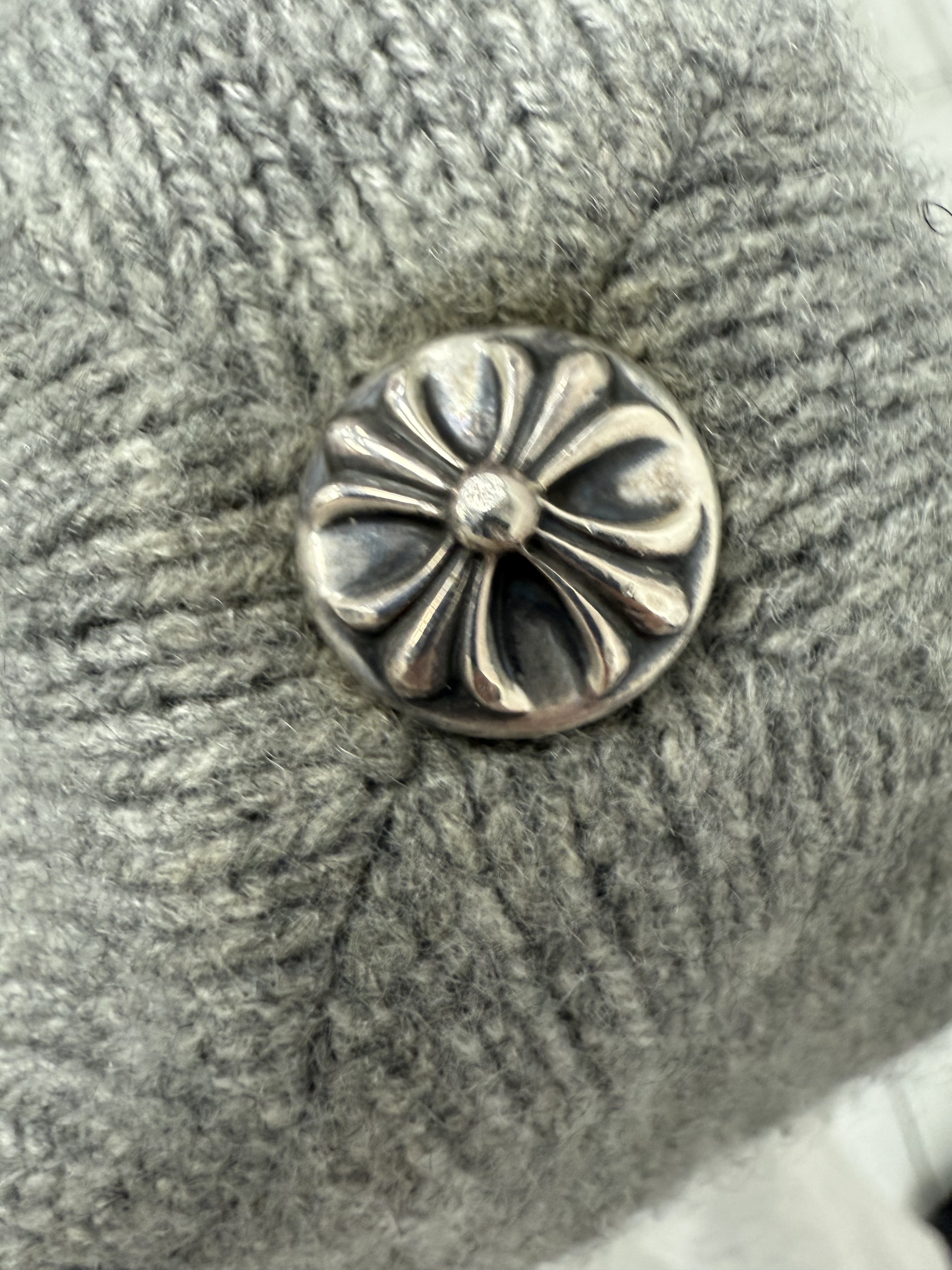 Chrome Hearts Beanie Grey Black 3 Star Patch Used OS N/A