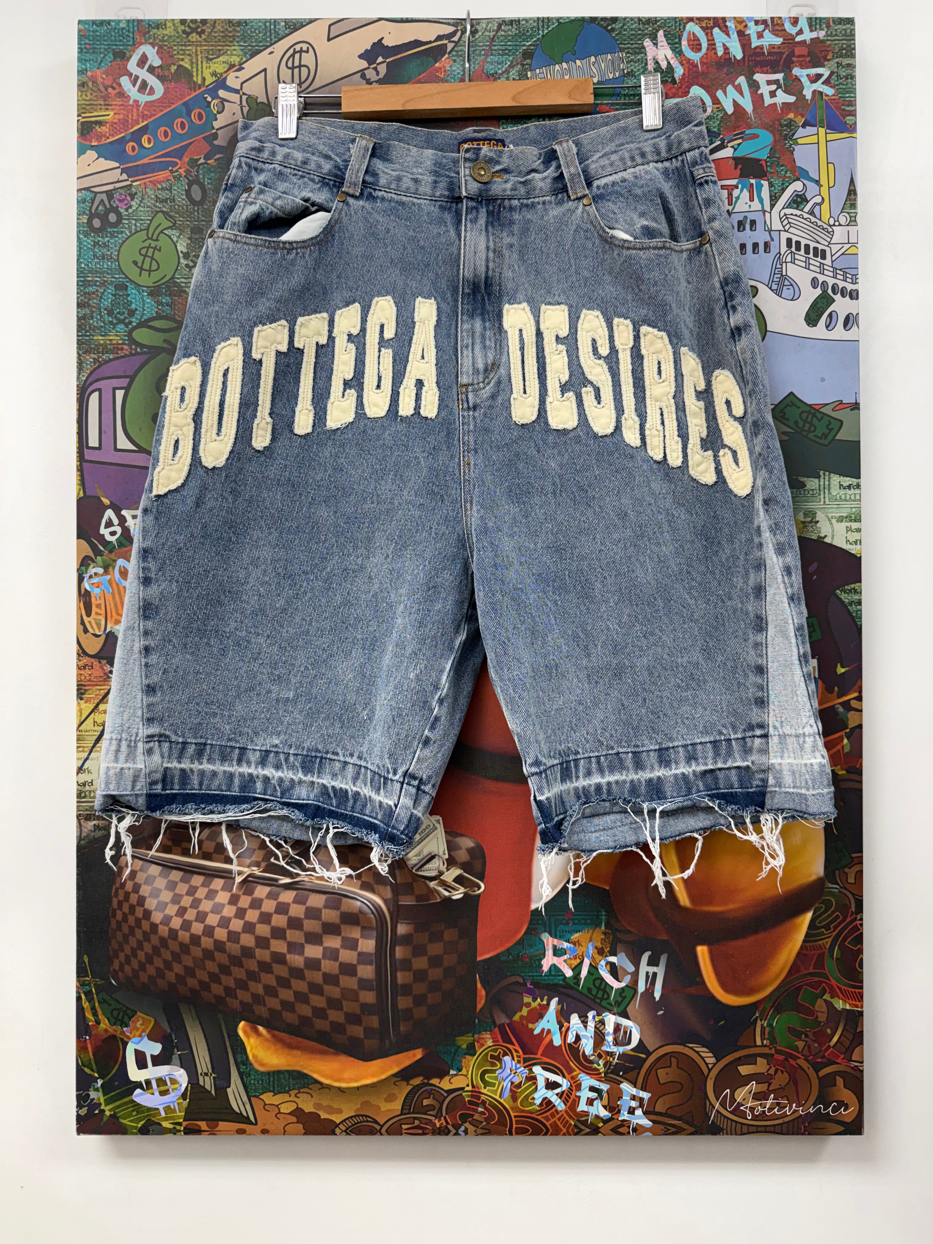 Bottega Desires Light Wash Denim Shorts