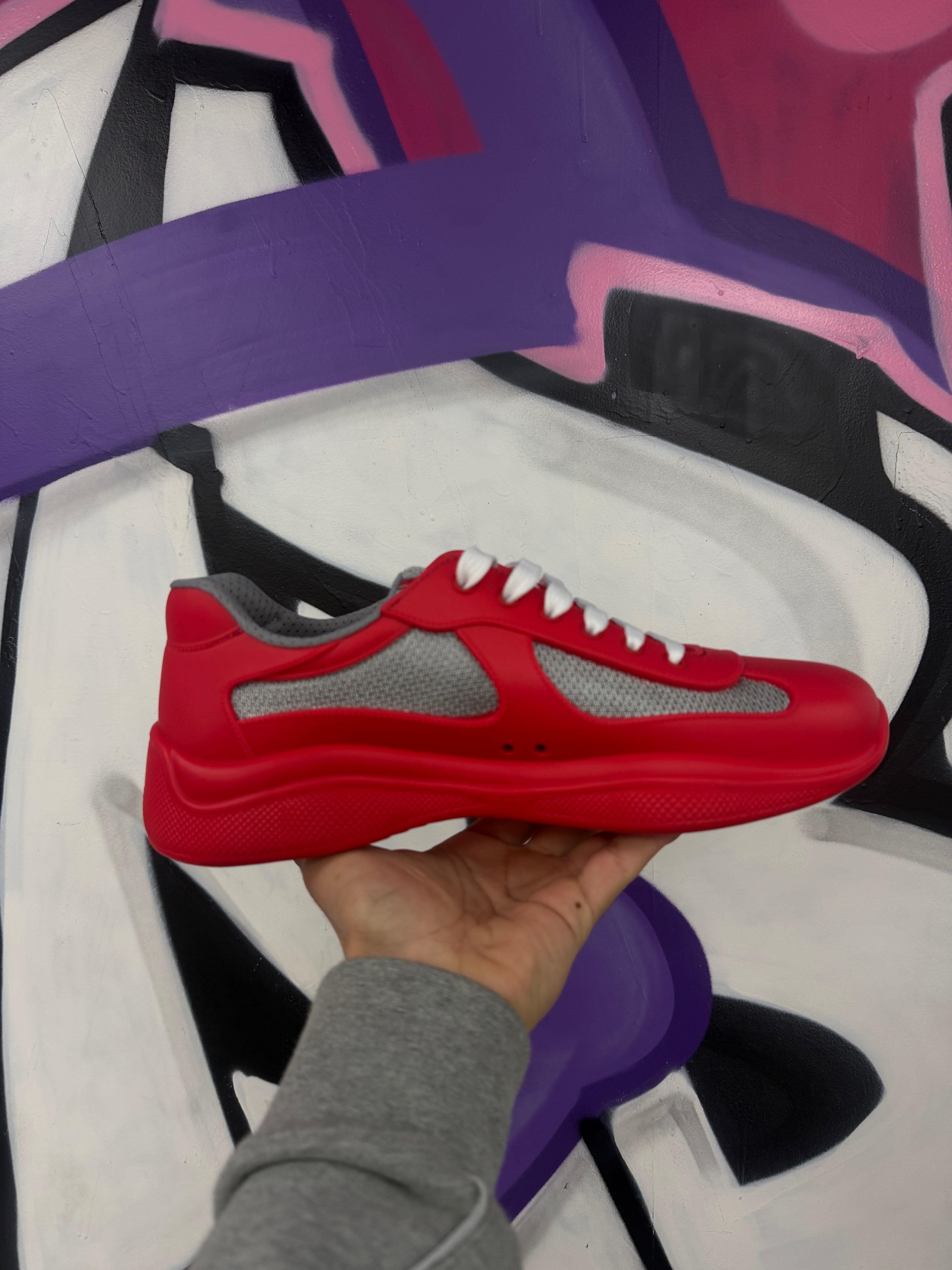 Prada Red Rubber Cup Sneakers