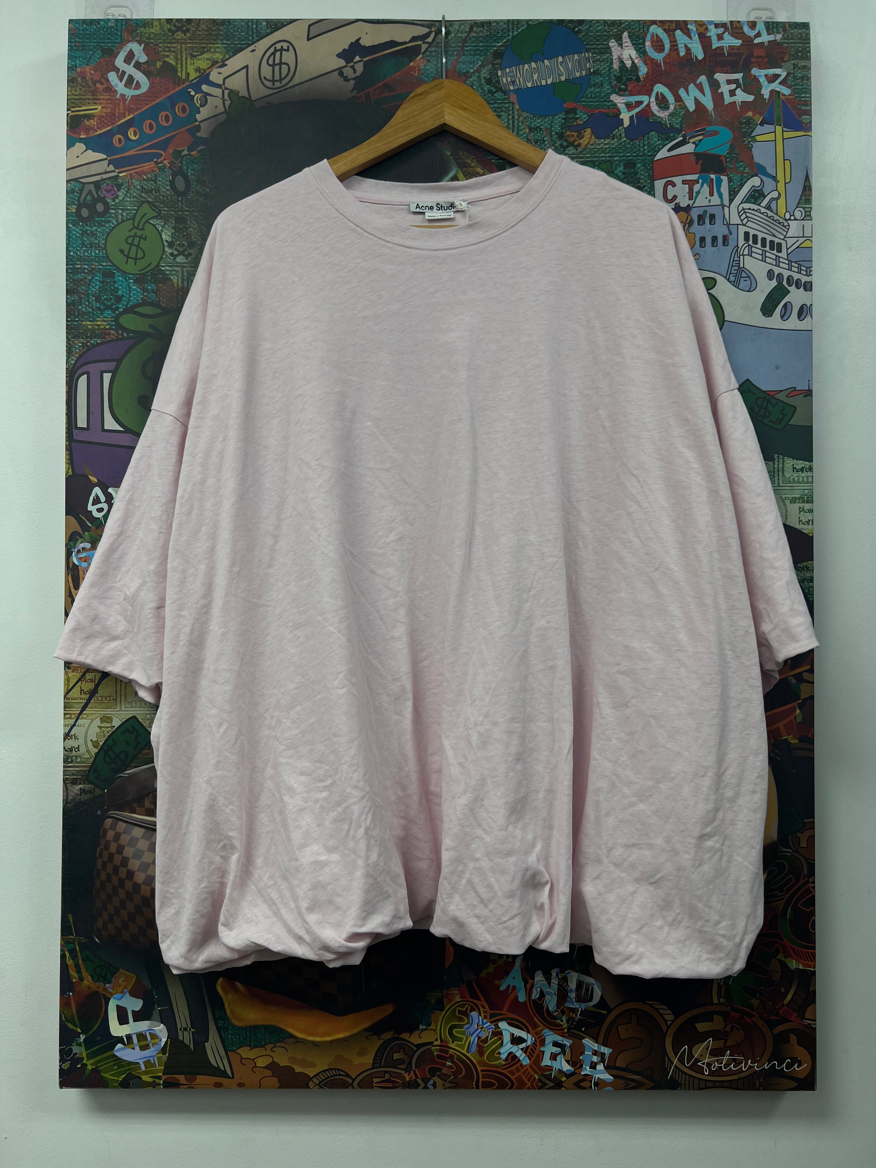 Acne Studios Pink Gathered Logo Tee