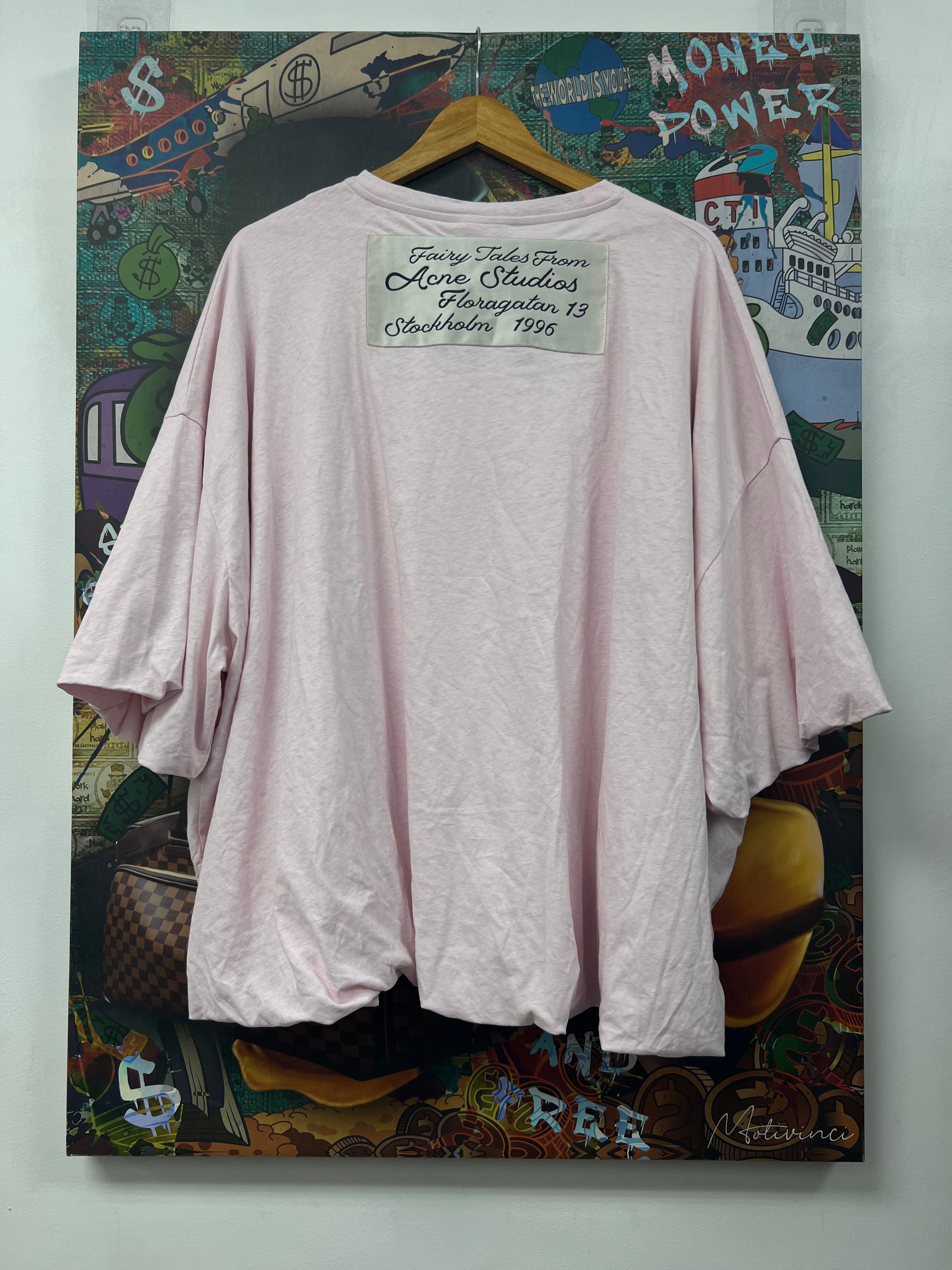 Acne Studios Pink Gathered Logo Tee