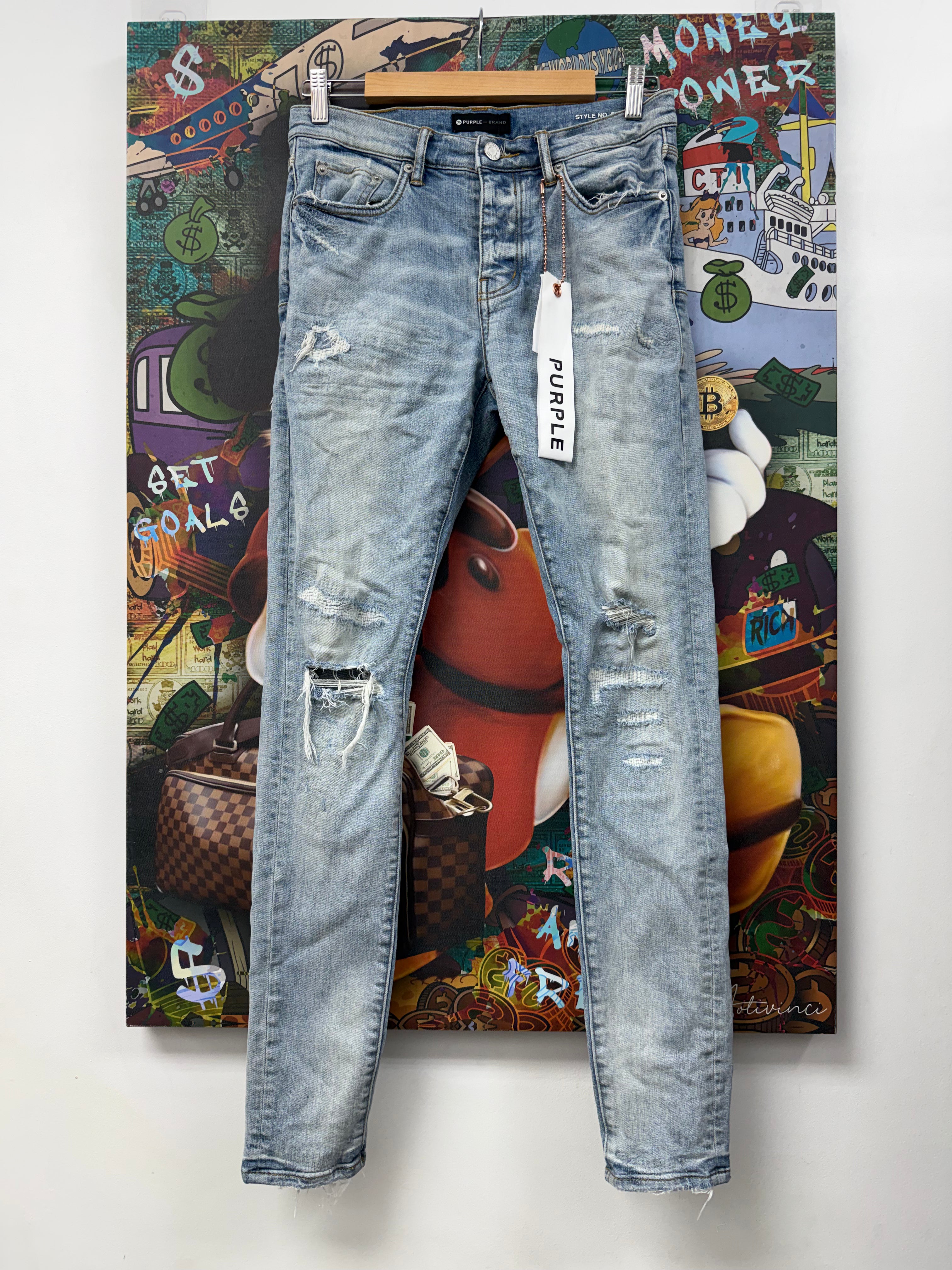Purple Brand Light Wash Distressed Jeans
