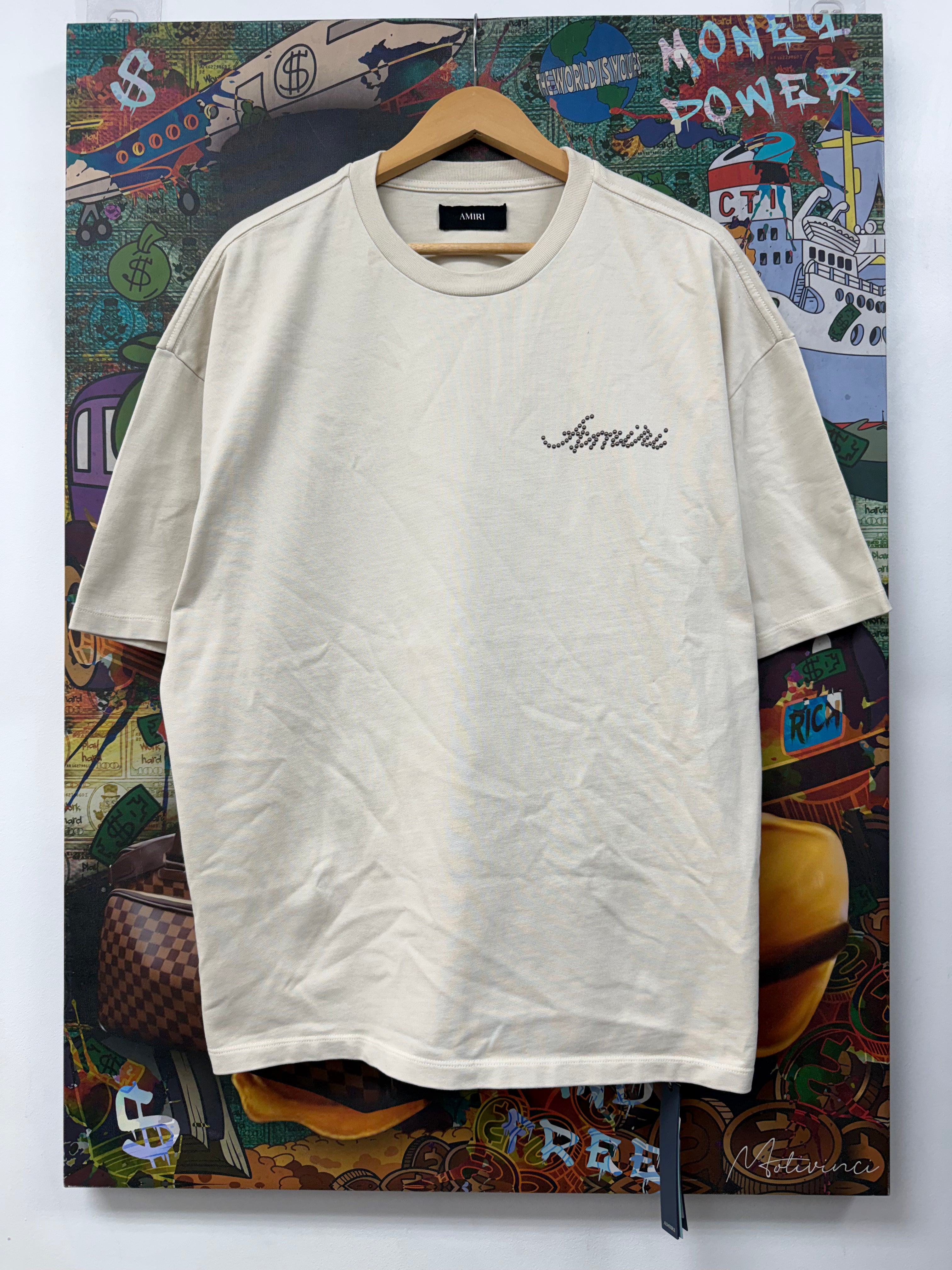 Amiri Cream Stud Logo Tee
